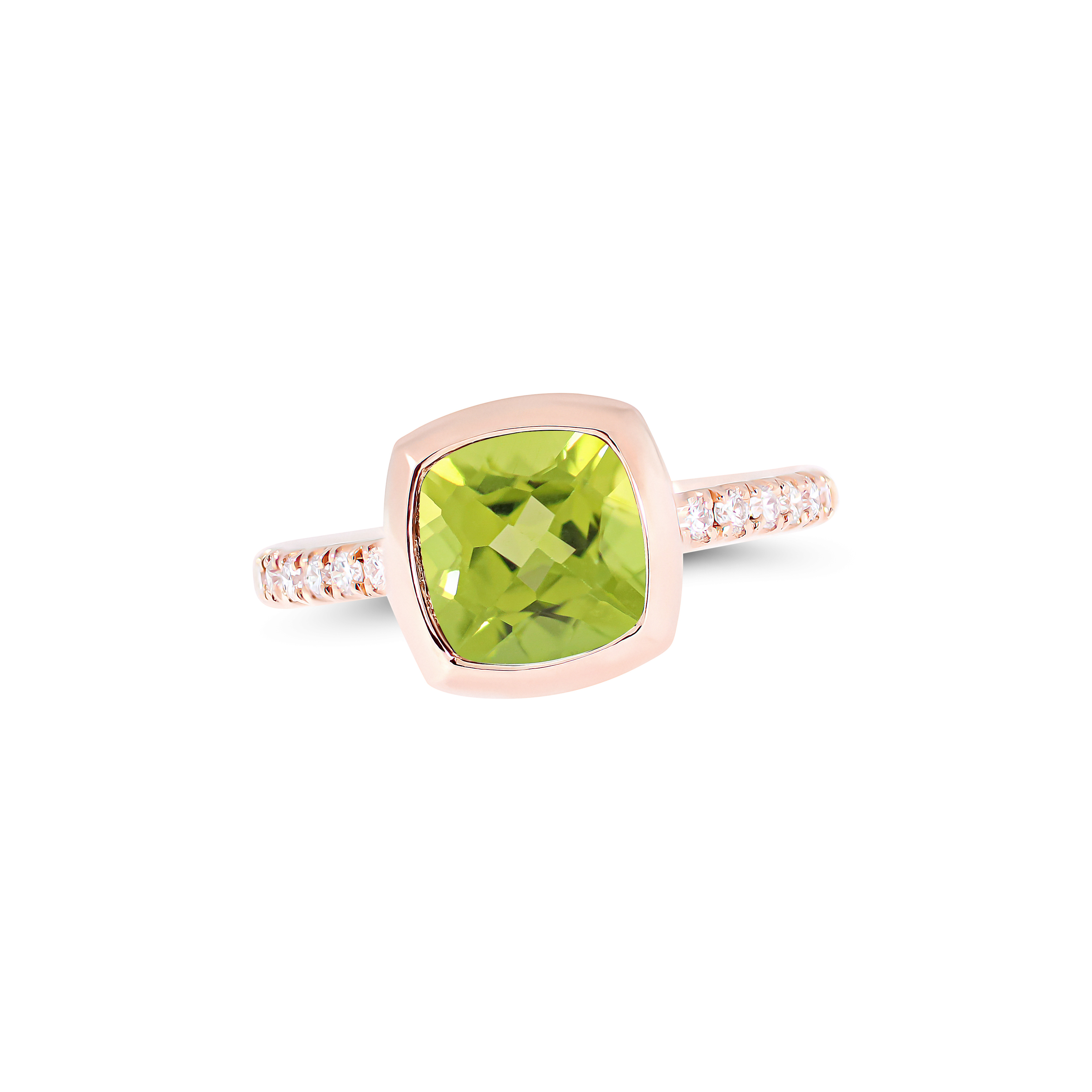 Anello Fiore Candy peridoto e diamante in oro rosé 