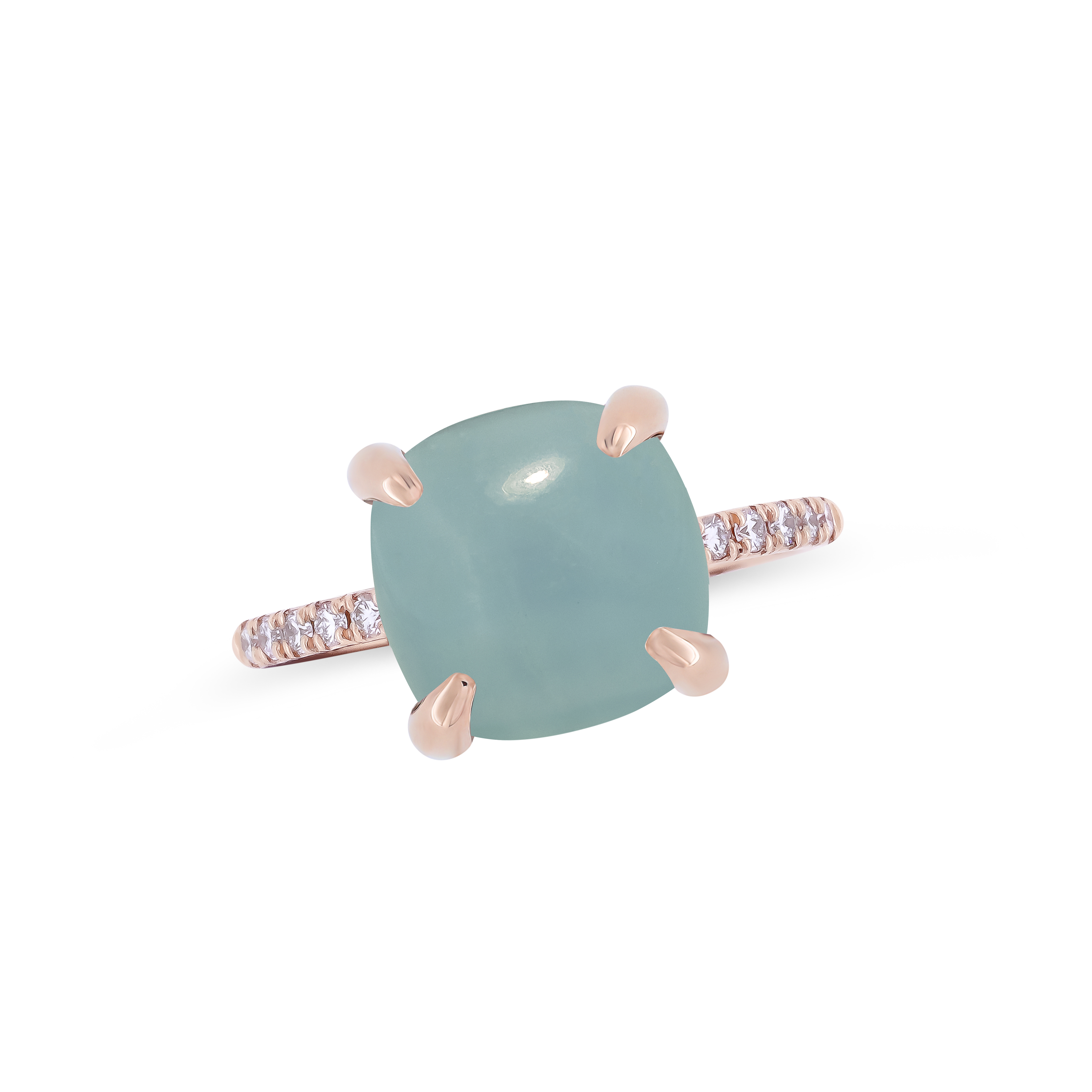 Anello Fiore Candy acquamarina con diamanti in oro rosé 