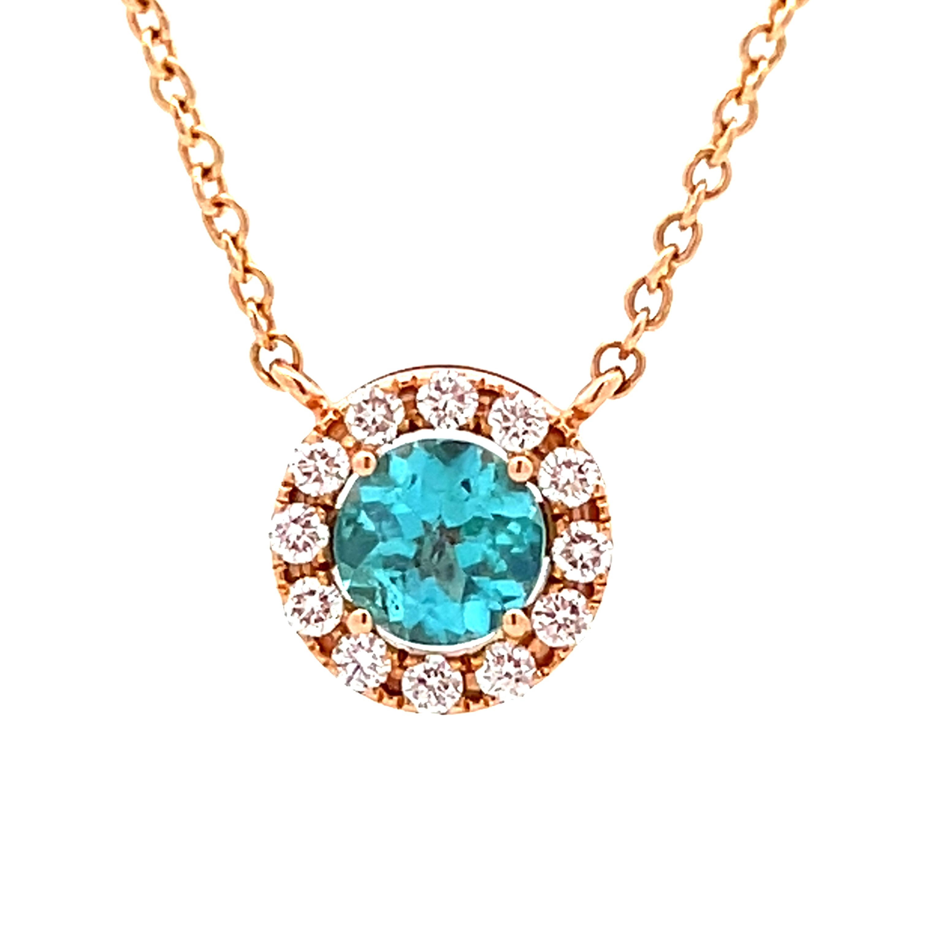 Catena con pendente apatito e diamanti in oro rosé Bertignoll 