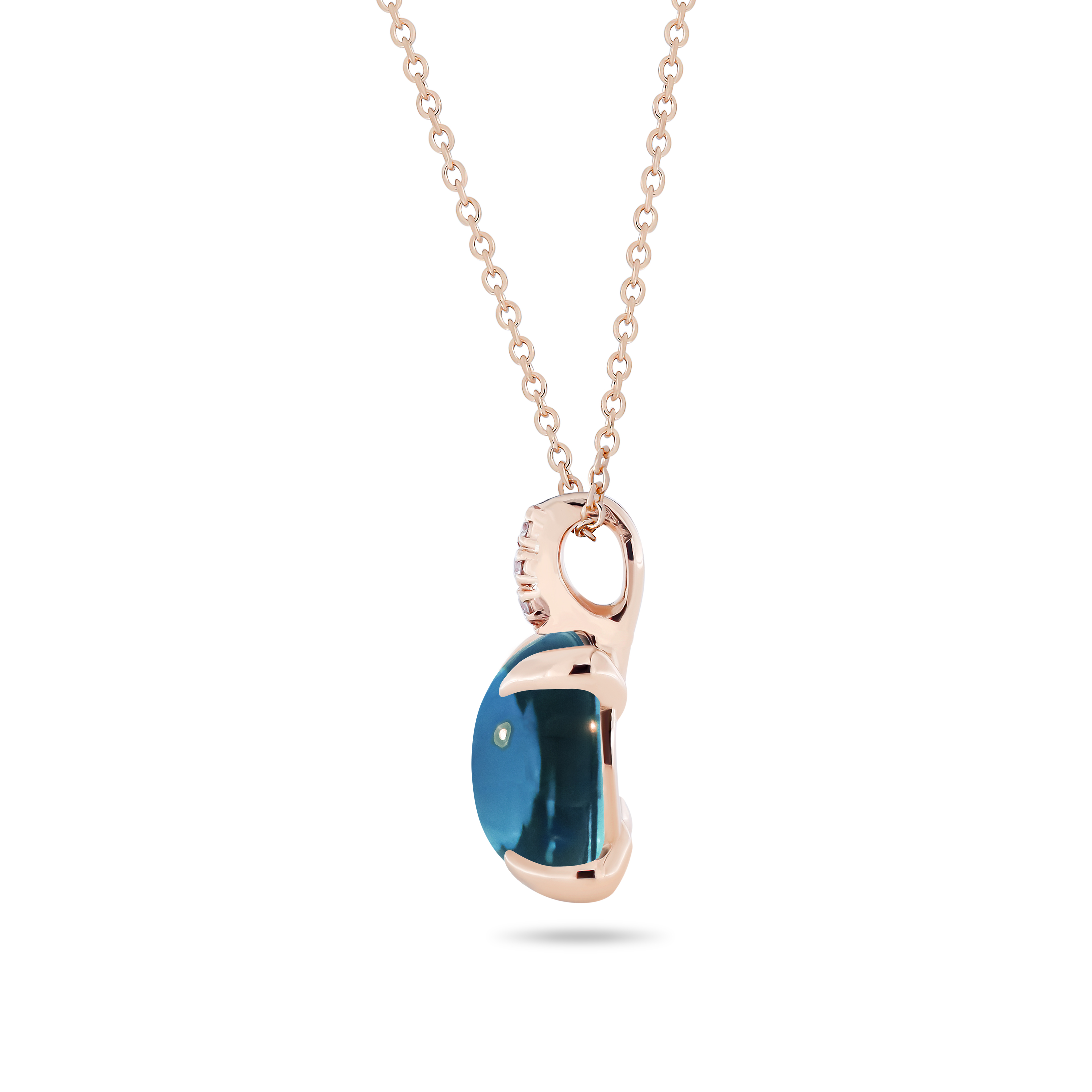 Collana Candy con pendente blu topazio in oro rosé