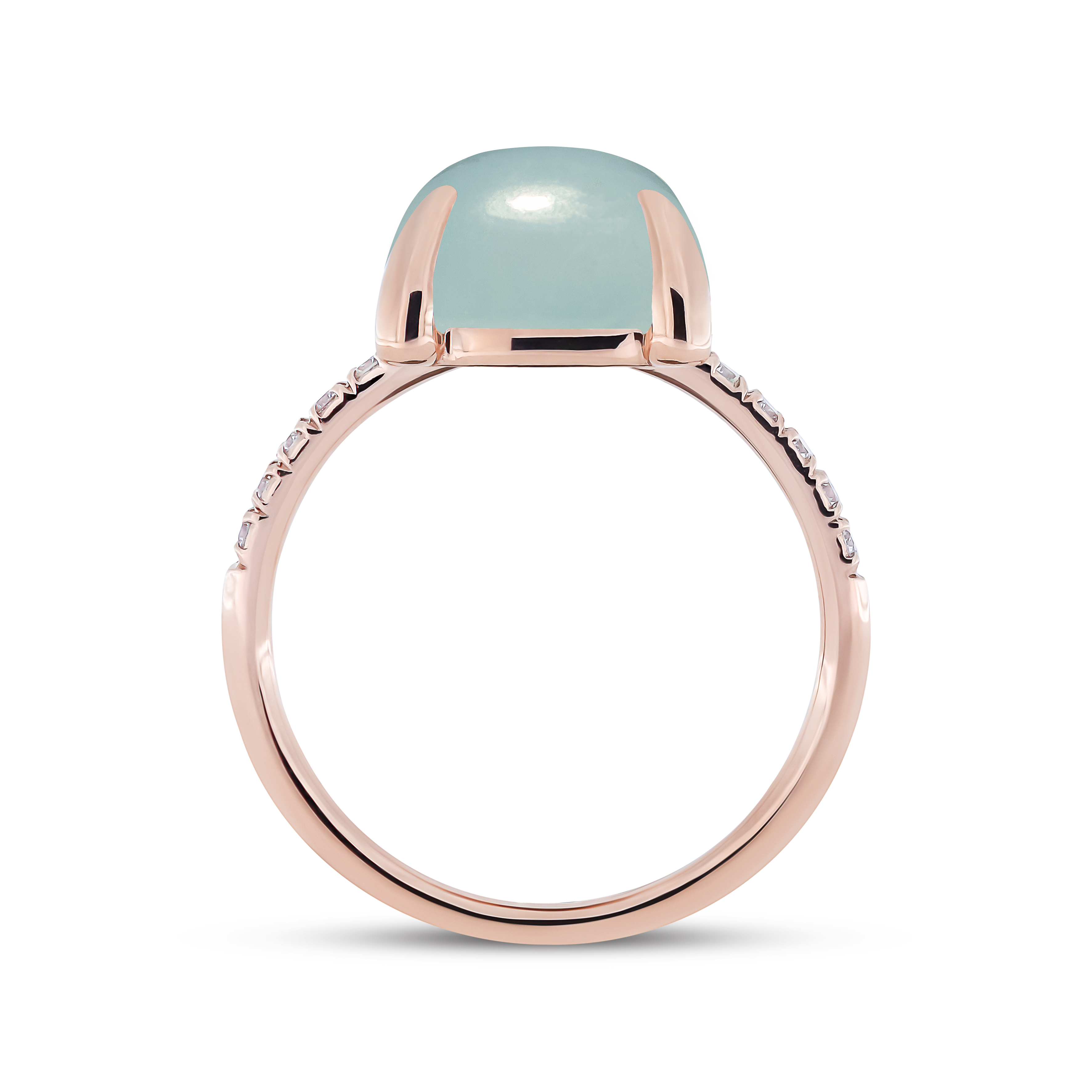 Anello Fiore Candy acquamarina con diamanti in oro rosé 