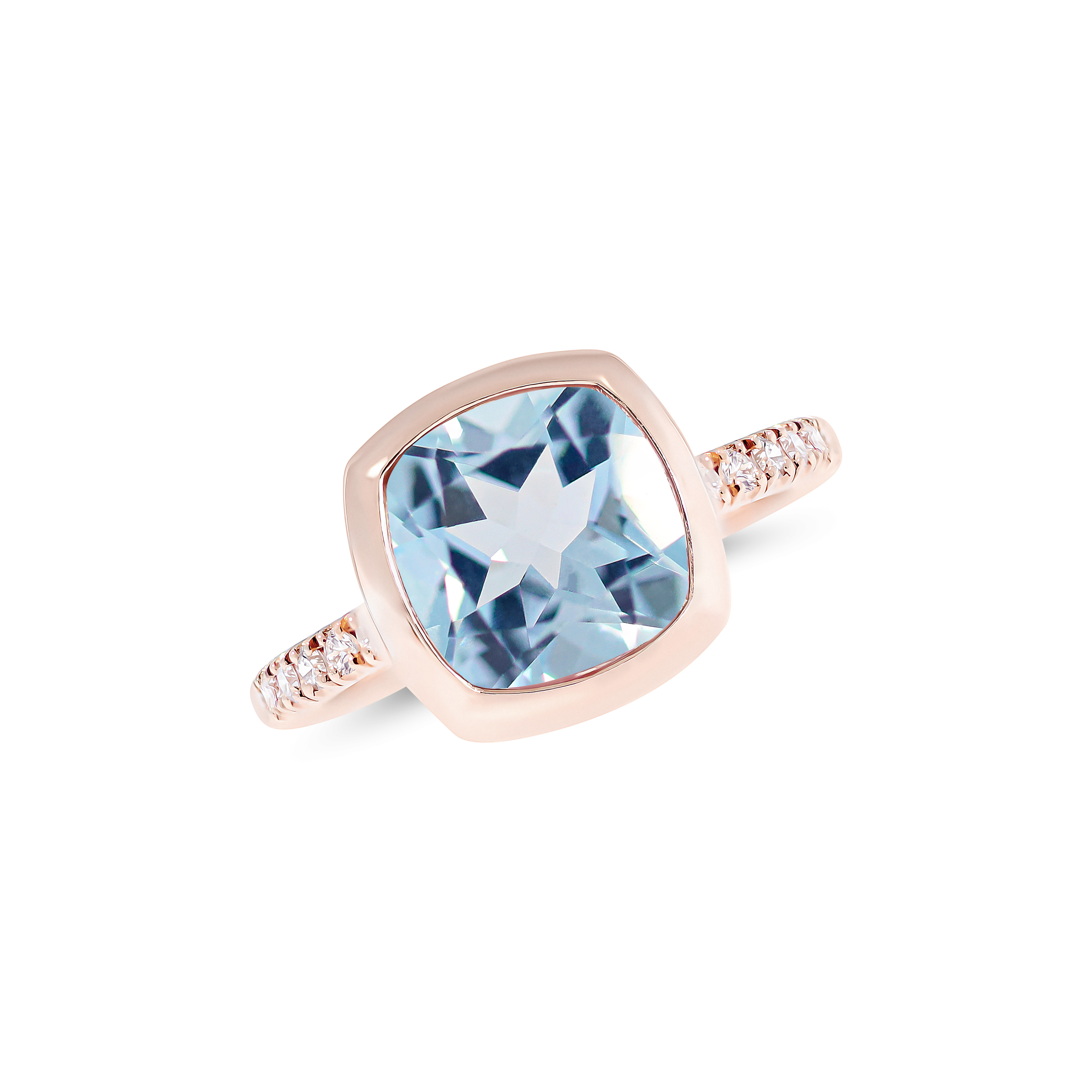 Anello Fiore Topazio blu sky in oro rosa   