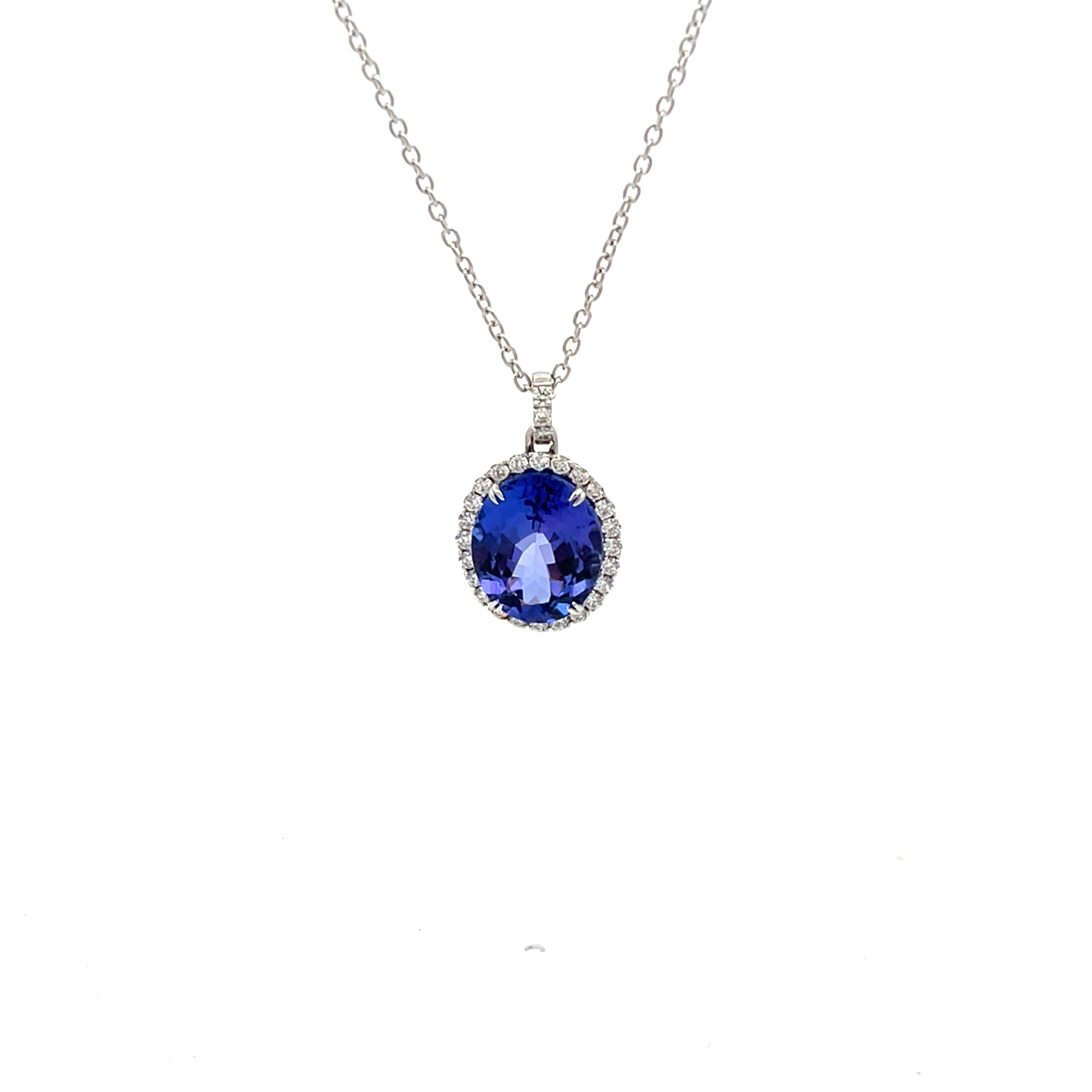Collana in oro bianco e pendente con tanzanite e diamanti  Ticchi Gioielli   Collana in oro bianco e pendente con tanzanite e diamanti  Ticchi Gioielli