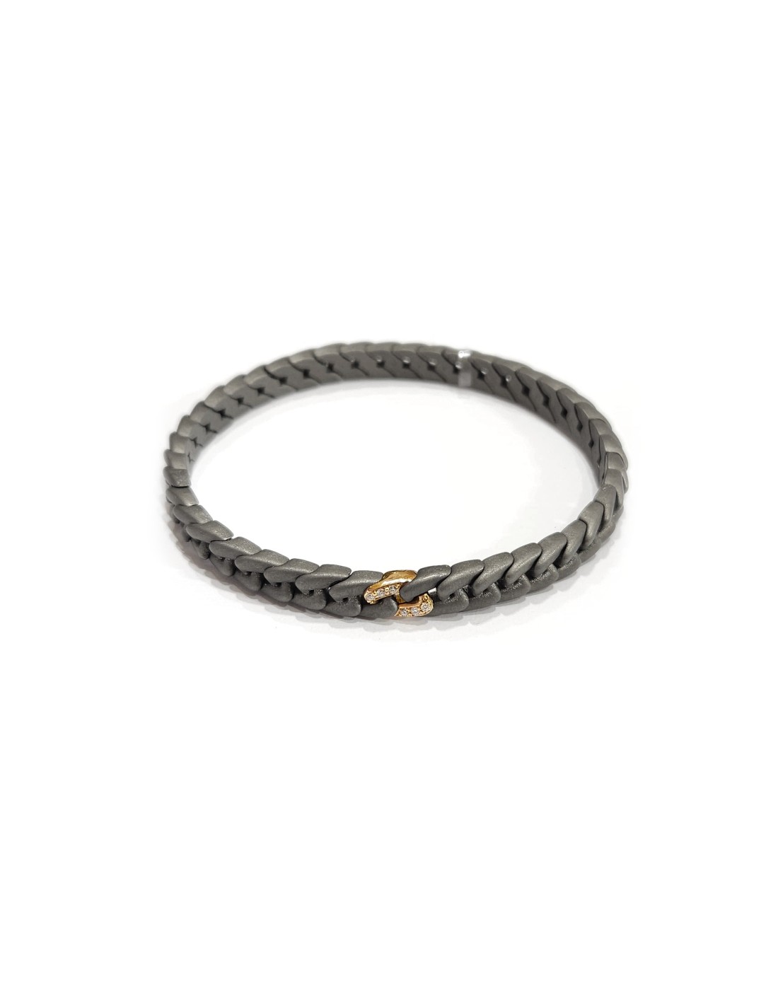 Bracciale Elastico Anteo Magnifica in Titanio e Oro con Diamanti