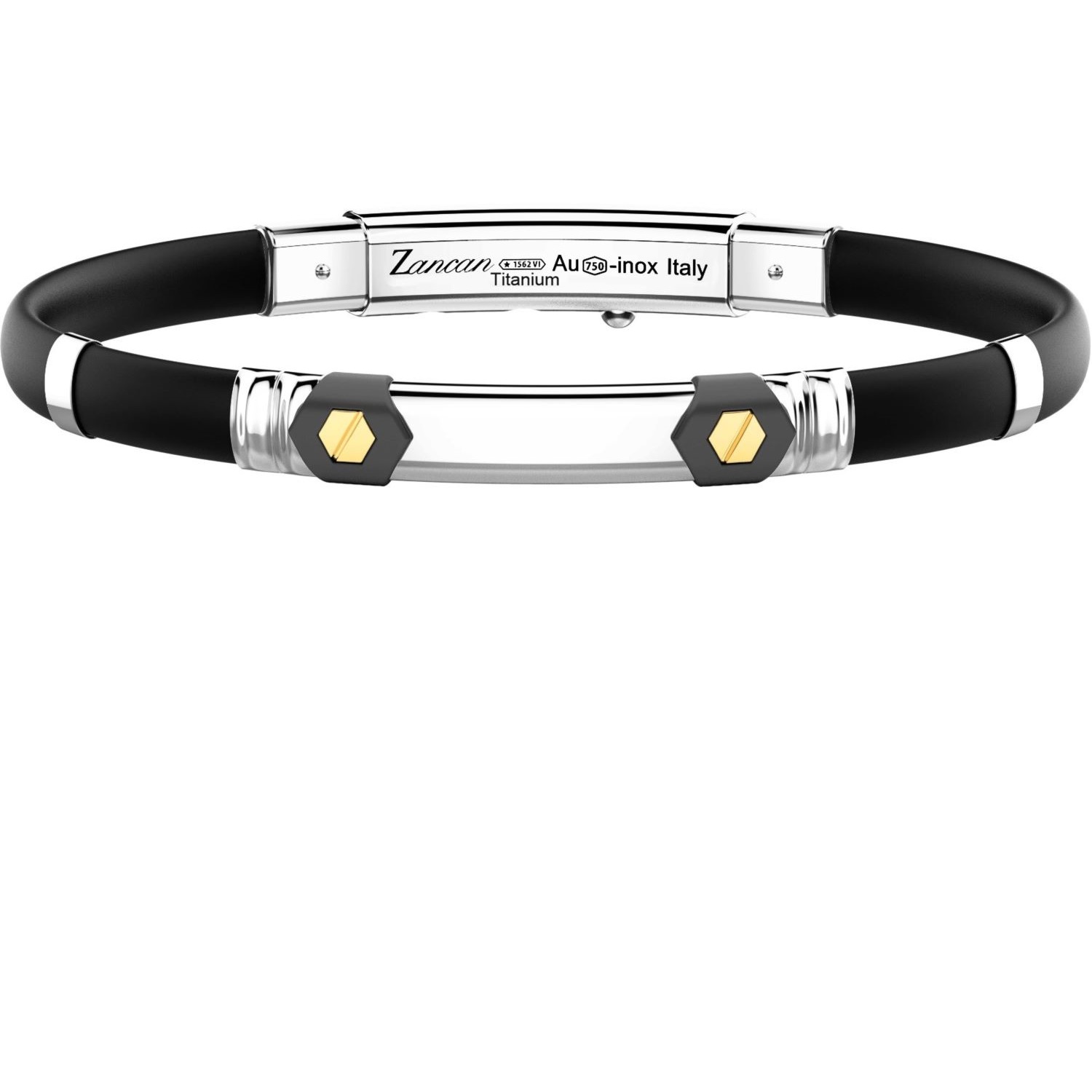 Bracciale Zancan in titanio, argento, oro 18kt e silcone