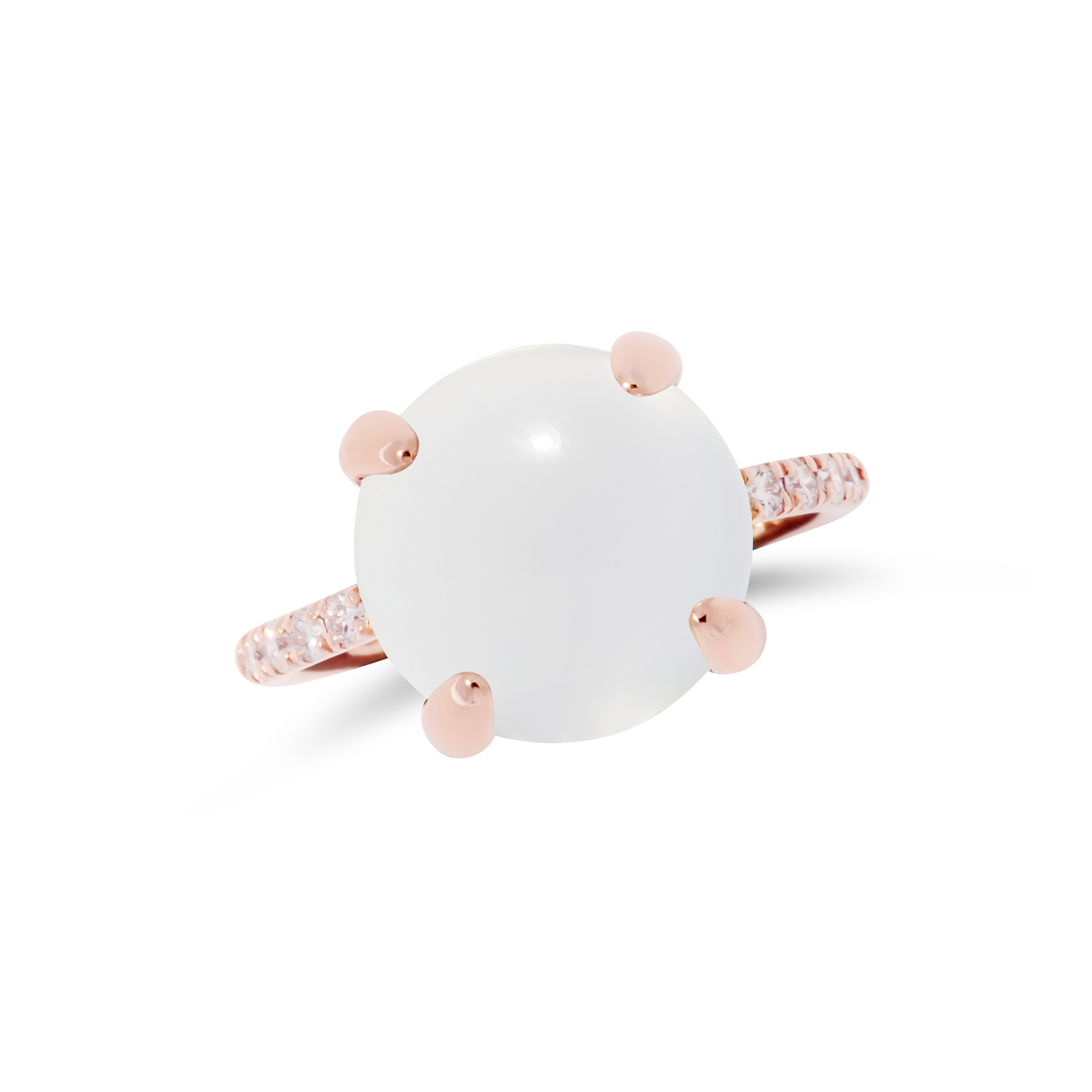 Anello Fiore Candy con pietra luna bianca e diamanti 