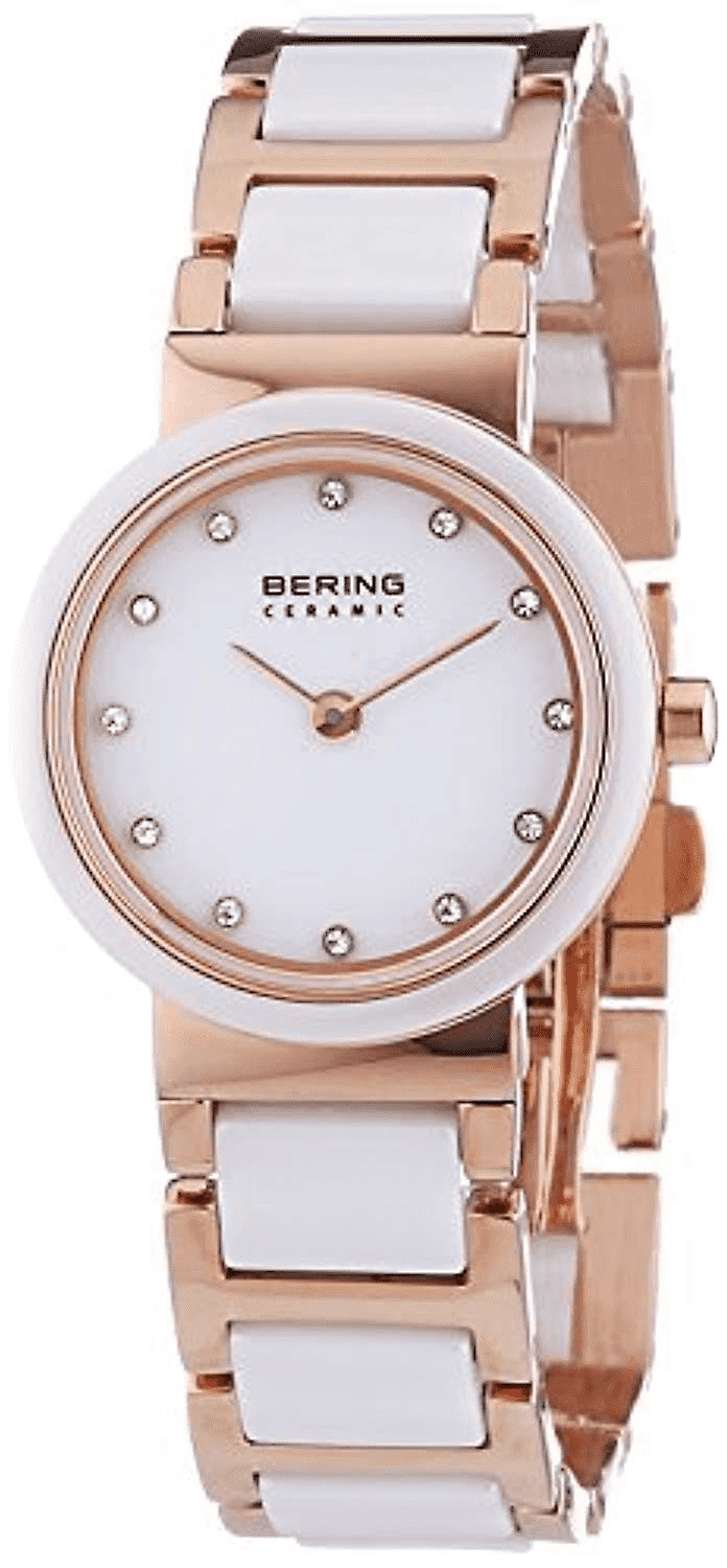 Bering Uhr Slim classic weiß mit Swarovski Kristalle 