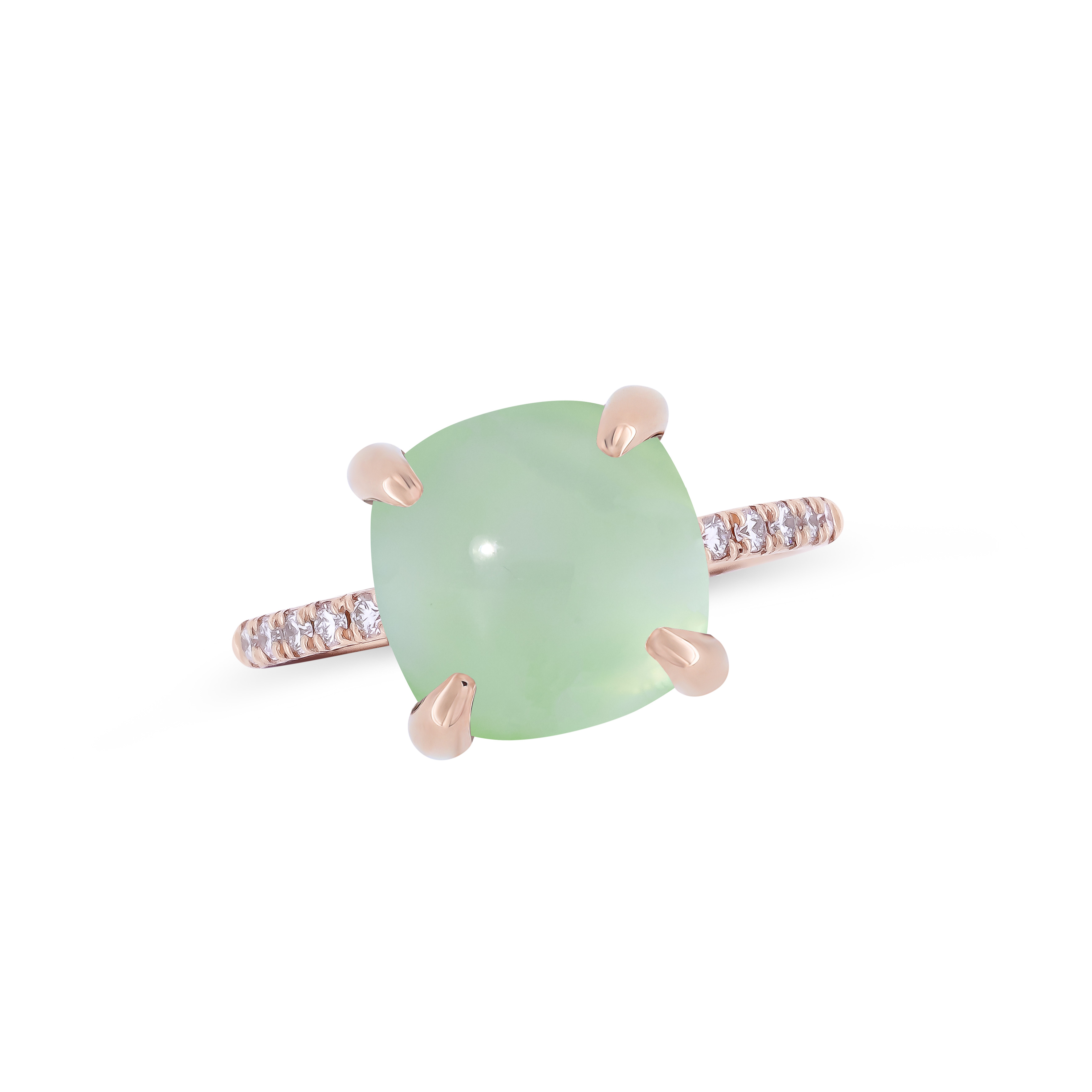 Anello Candy in oro rosé e prehnite di Fiore e diamanti 