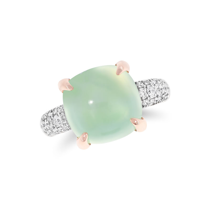 Ring in Rosé Gold mit Prehnit und Diamanten von Fiore 