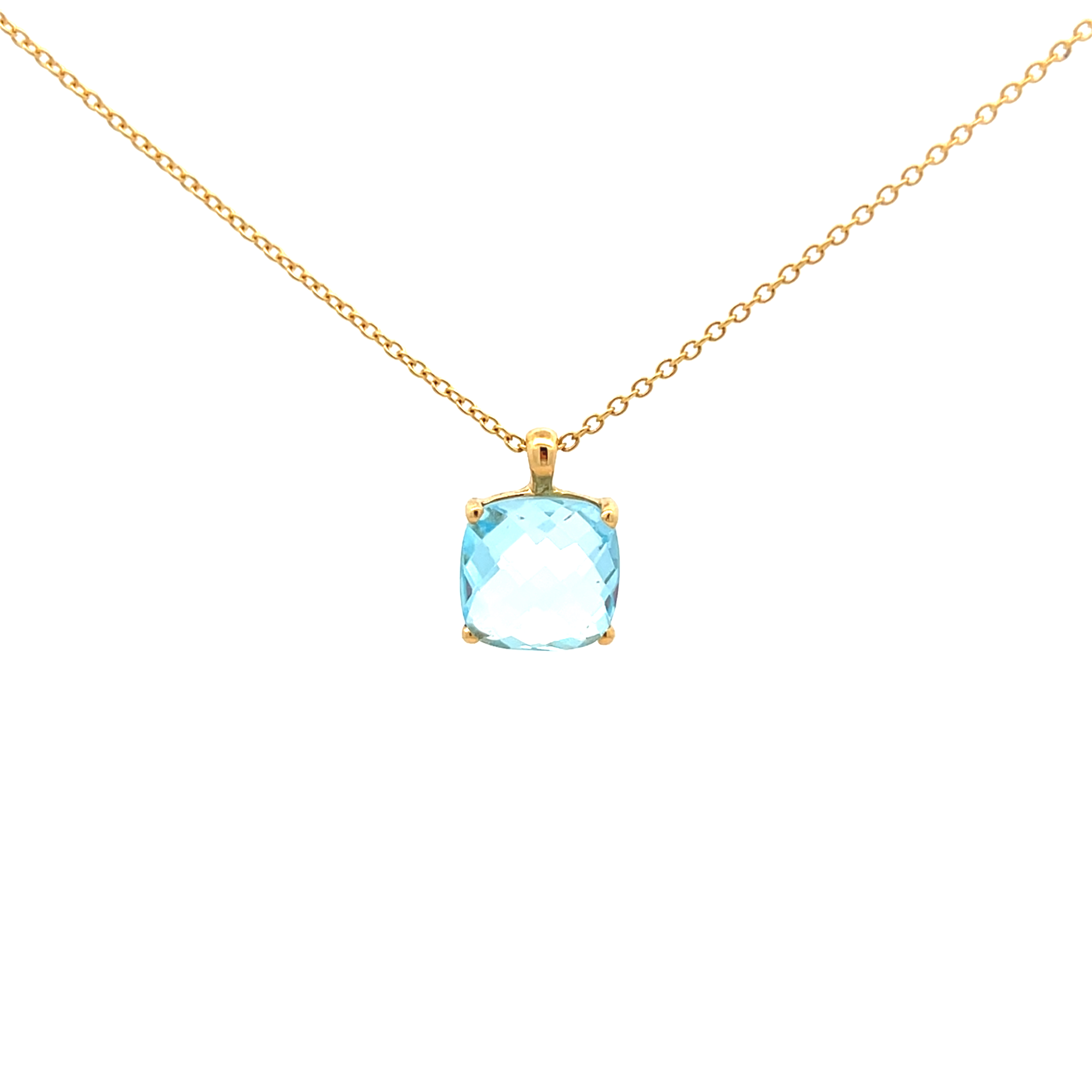 Collana in oro giallo e pendente con topazio azzurro Ticchi Gioielli  Collana in oro giallo e pendente con topazio azzurro Ticchi Gioielli