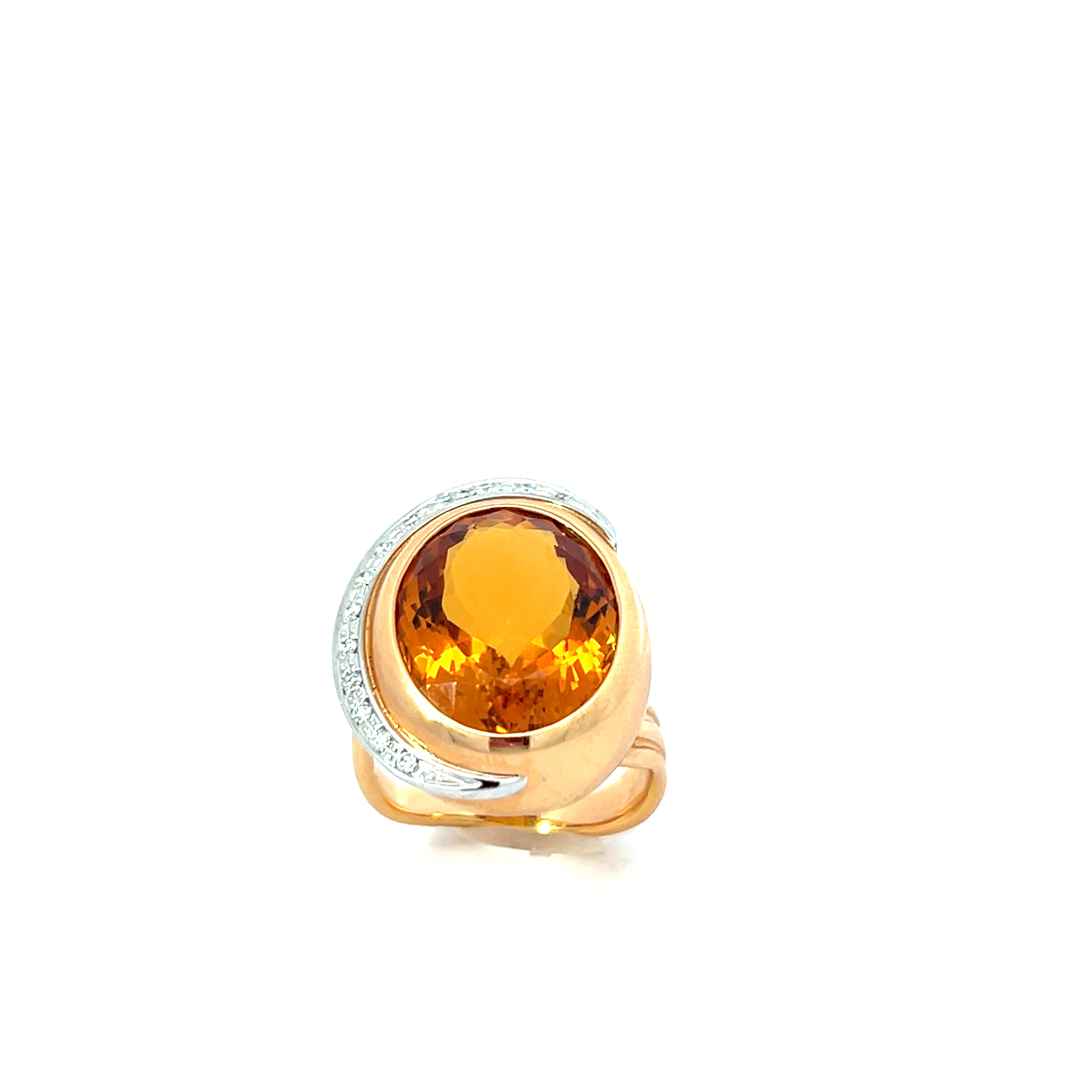 Anello oro gialllo con citrino e diamanti 