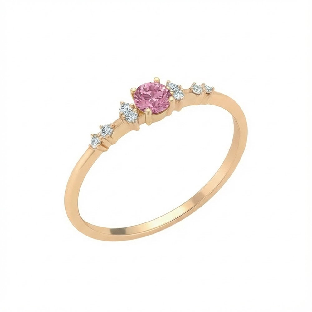 Anello in oro rosa, zaffiri rosa e diamanti Bertignoll 