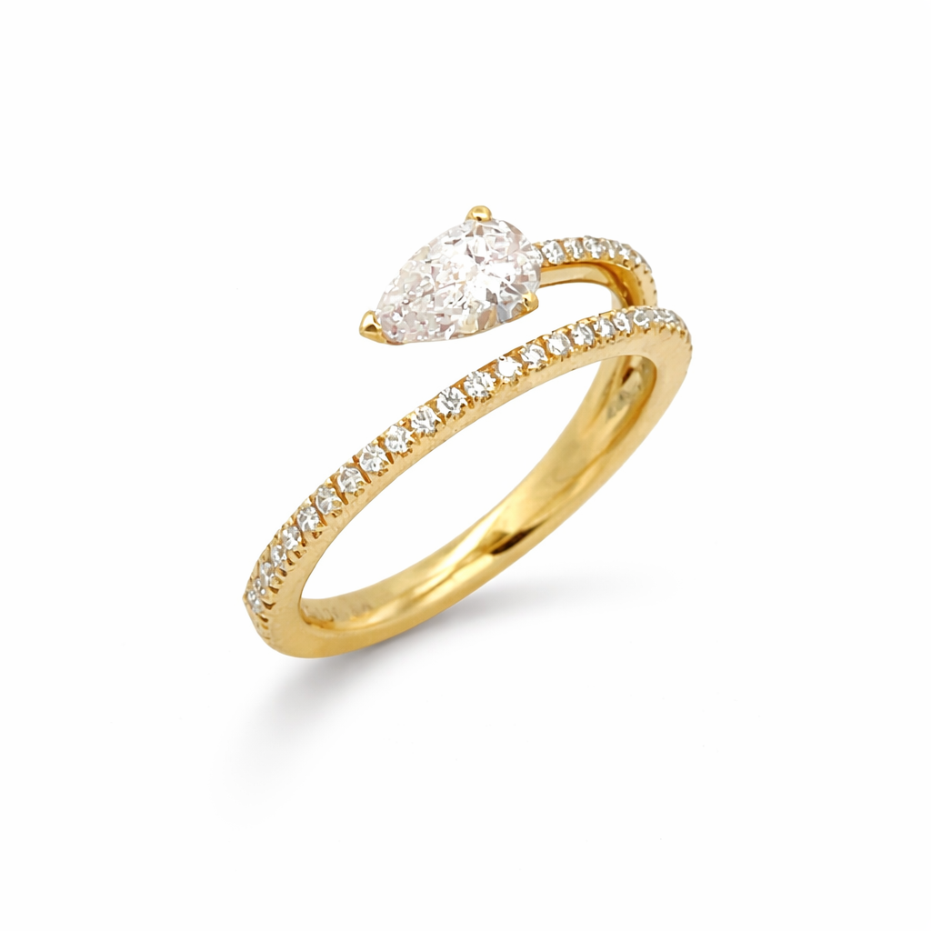 Anello contraire solitario in oro giallo e diamante GIA 