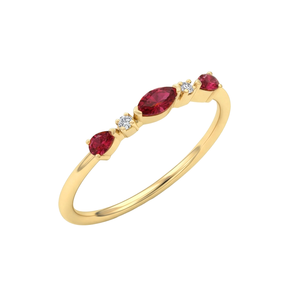 Anello in oro giallo rubini e diamanti Bertignoll  