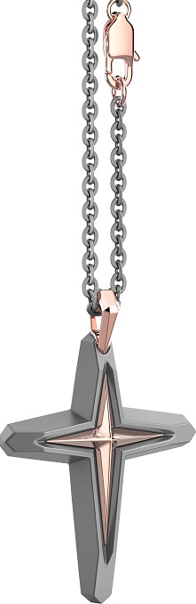 Kette Zancan mit Kreuzanhänger in Titan und Roségold 