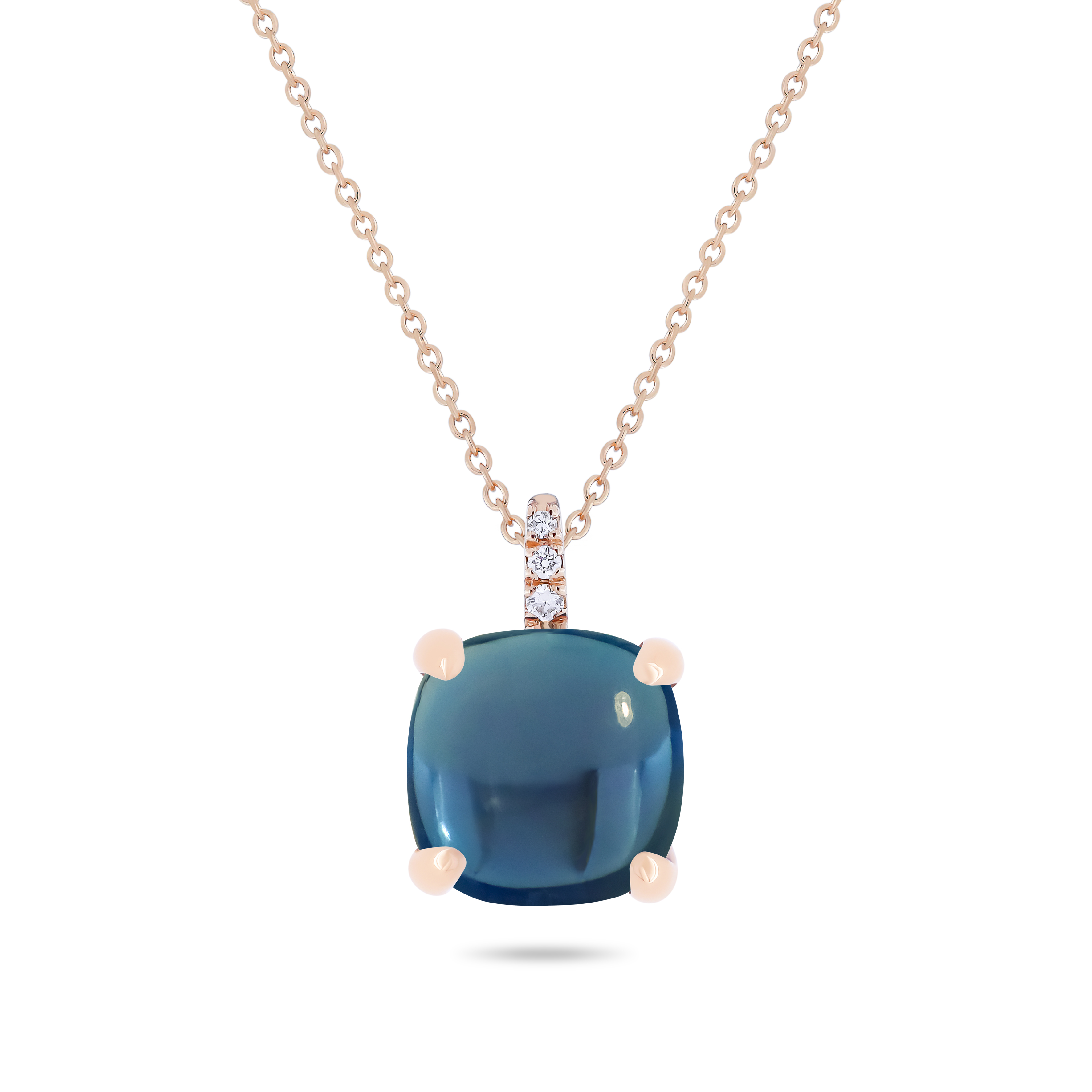 Collana Candy con pendente blu topazio in oro rosé