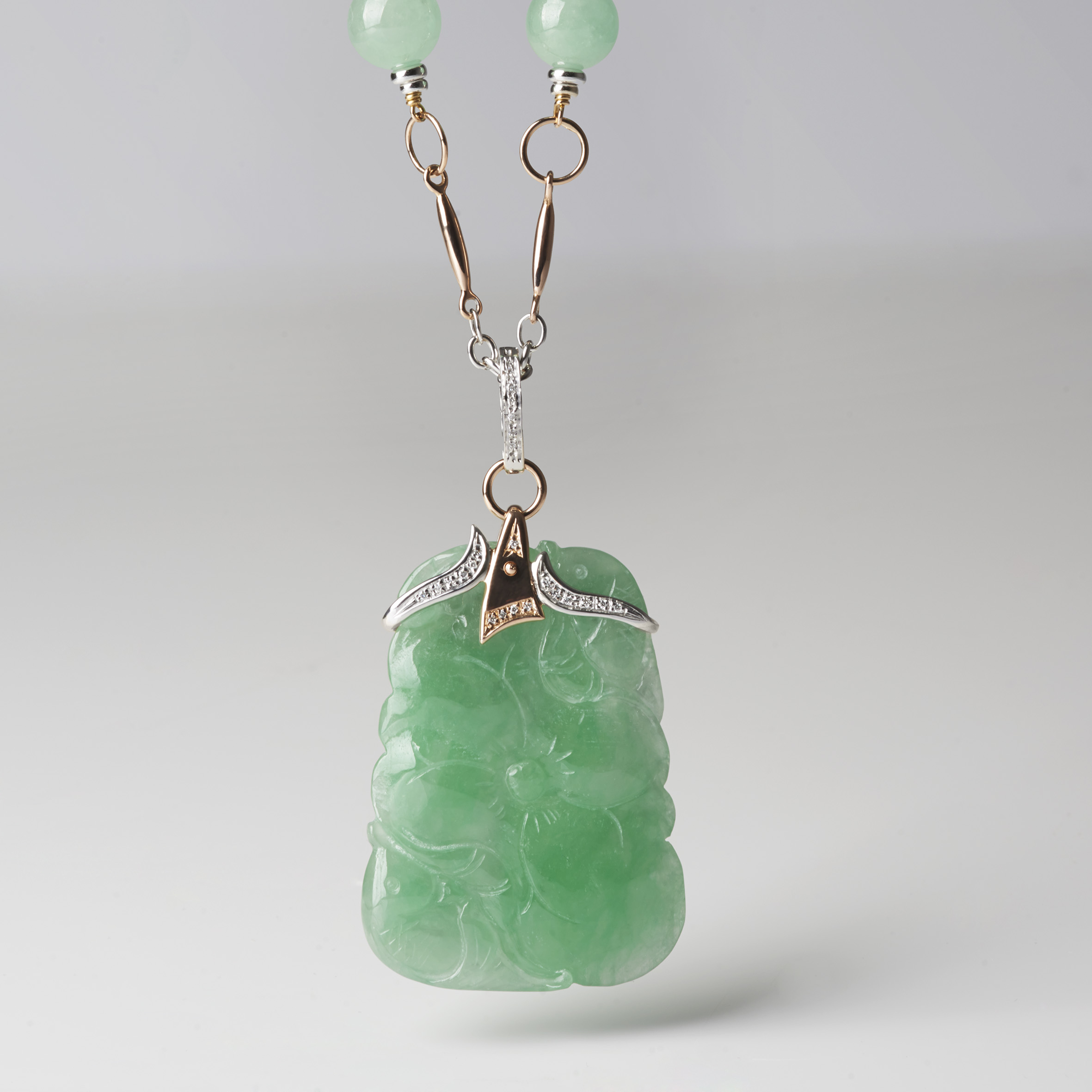 Ciondolo con giada verde e diamanti Silvia Kelly  