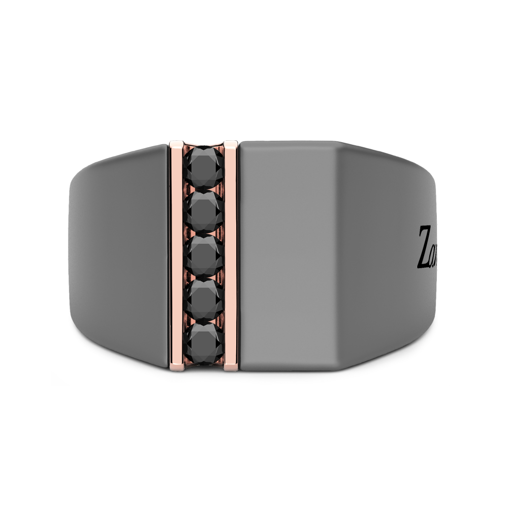 Ring Zancan in Gold mit schwarze Diamanten in Titanium 