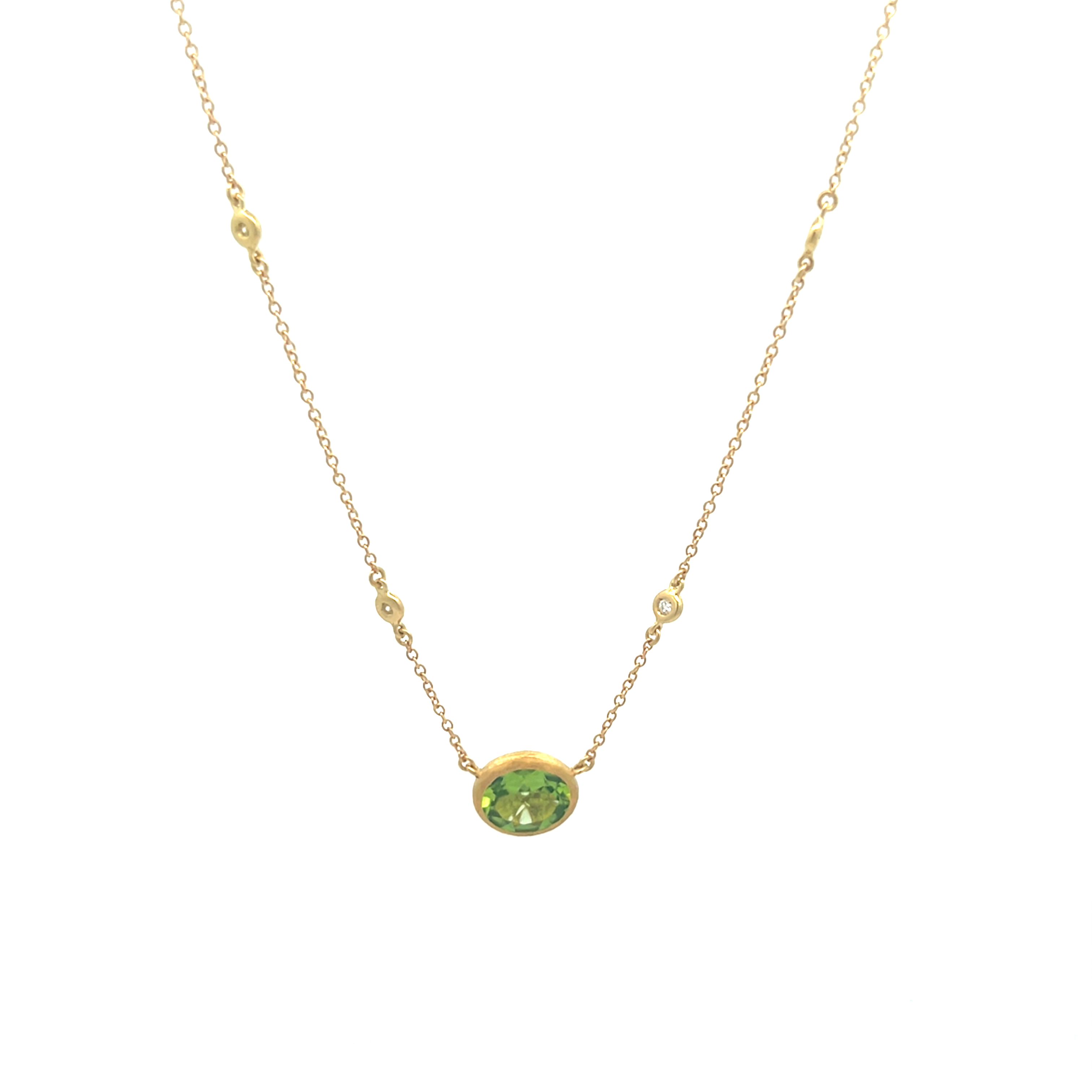 Catena con pendente peridoto e diamanti in oro giallo Bertignoll  