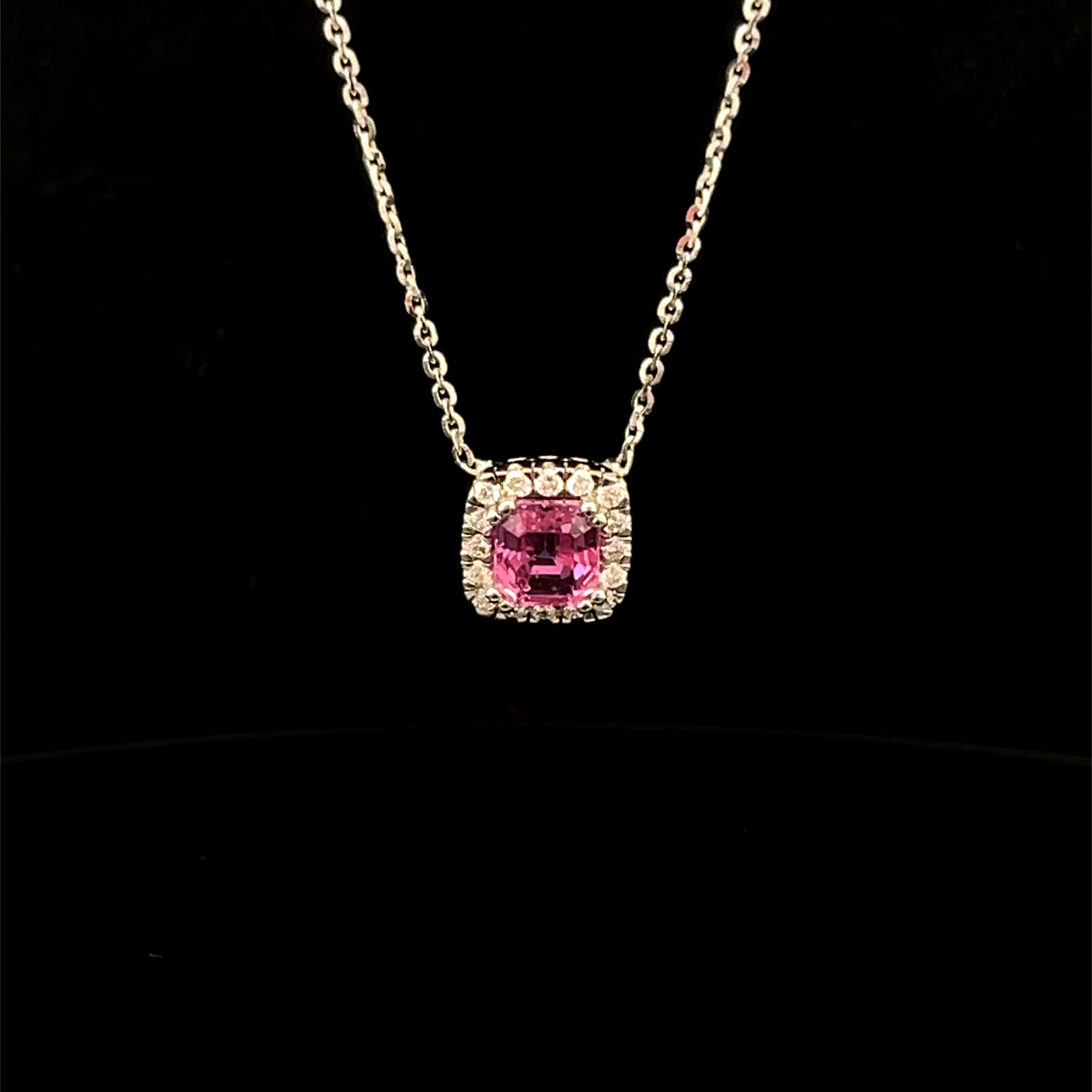 Catena con pendente con zaffiro e diamanti in oro bianco Bertignoll 