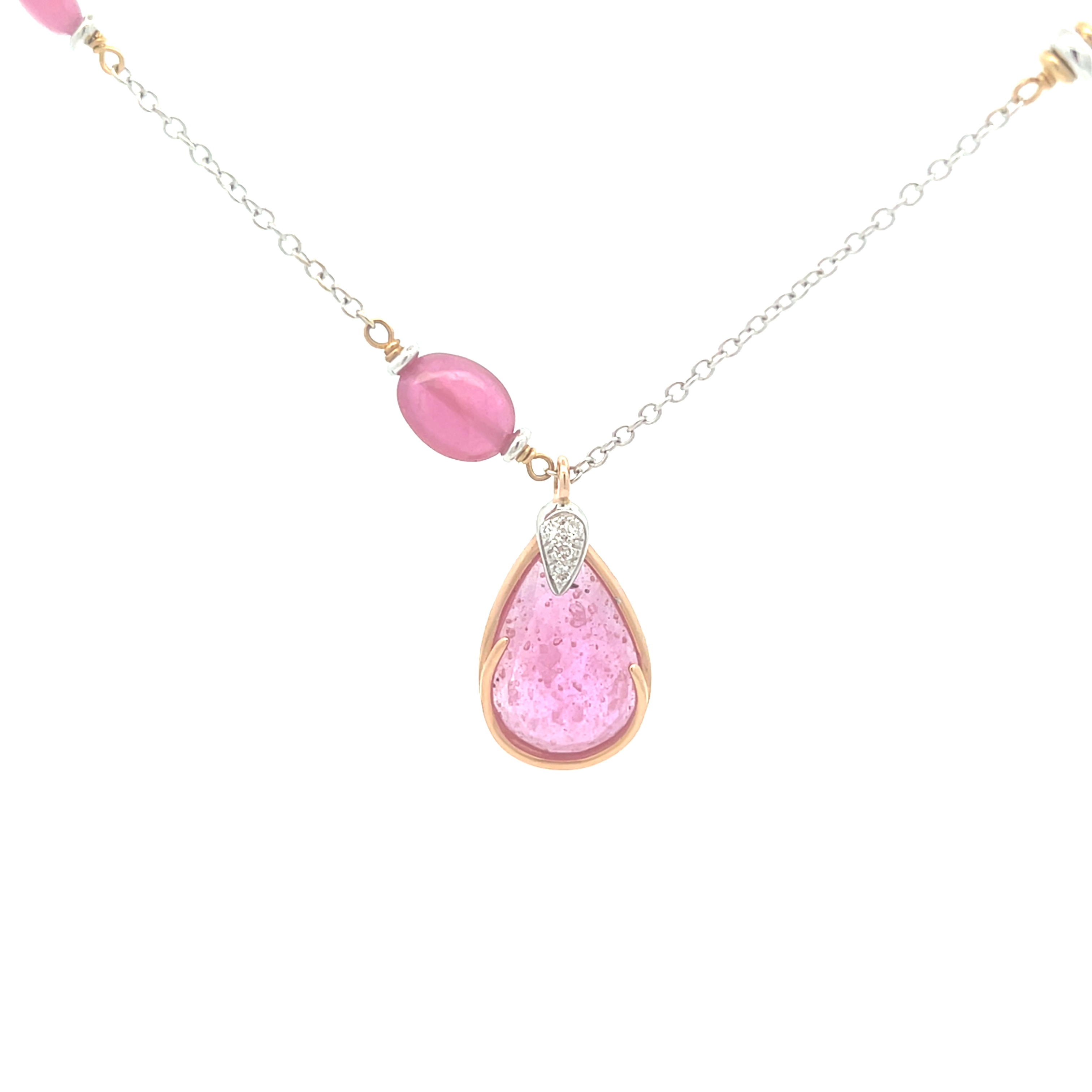 Kette mit Anhänger Rosa Saphir und Diamanten Silvia Kelly 