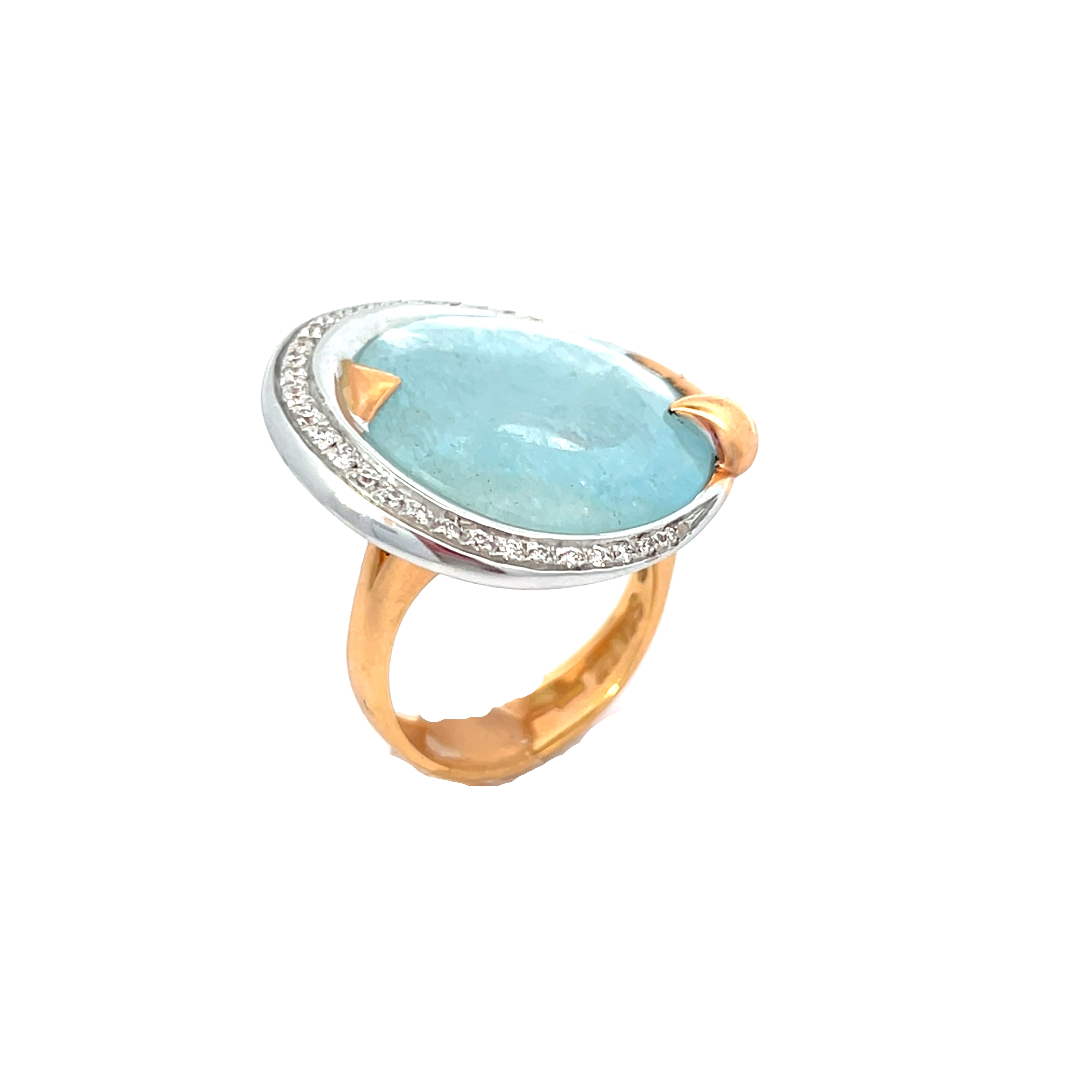 Anello Flat acquamarina e diamanti Silvia Kelly   