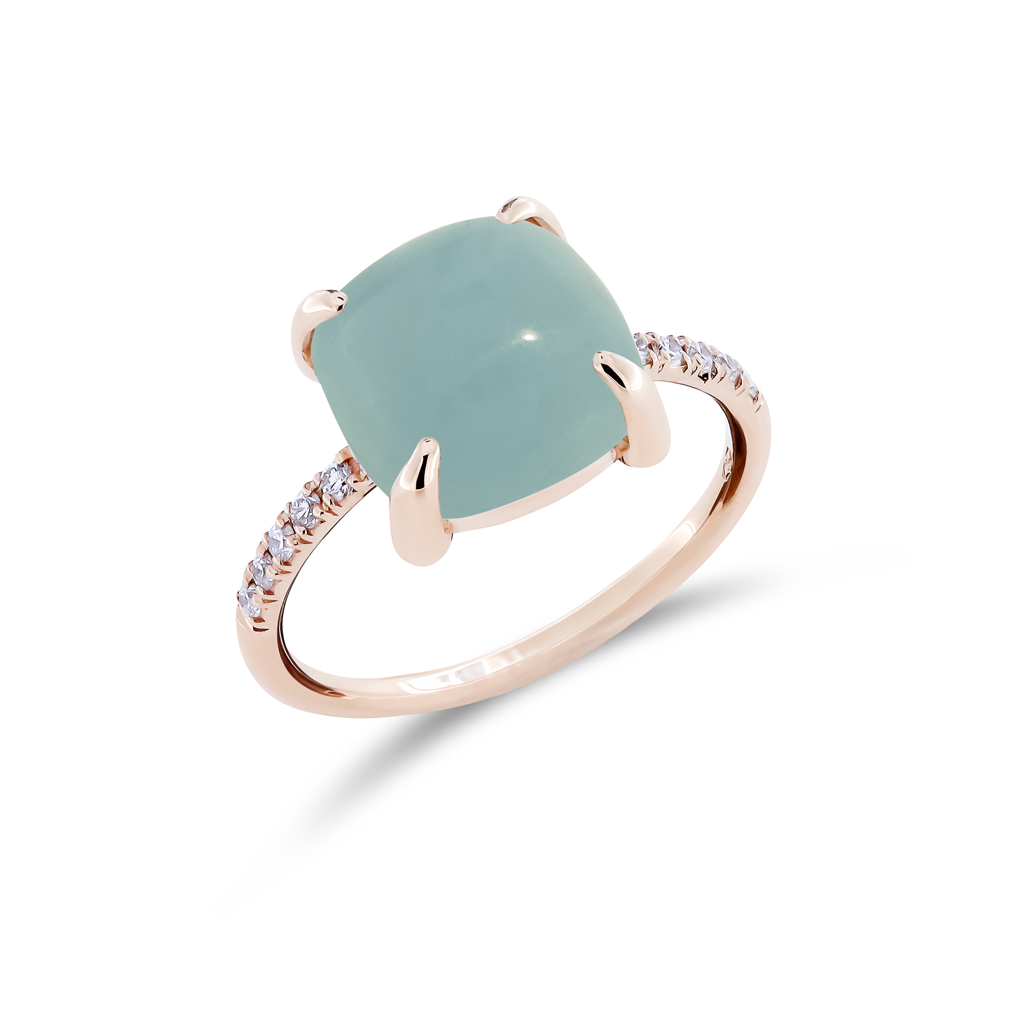 Anello Fiore Candy acquamarina con diamanti in oro rosé 