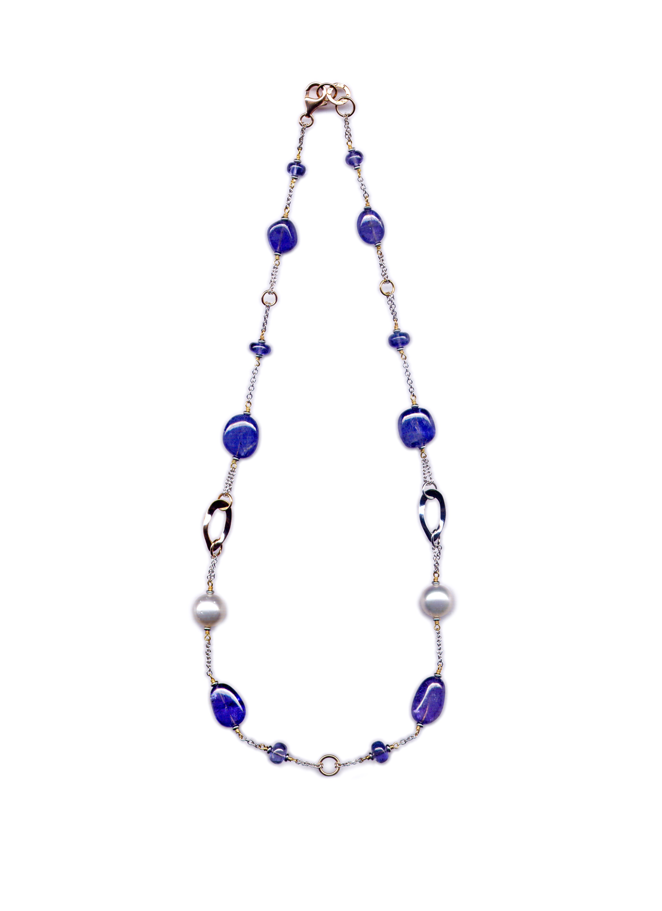 Collana tanzanite e perle Silvia Kelly   