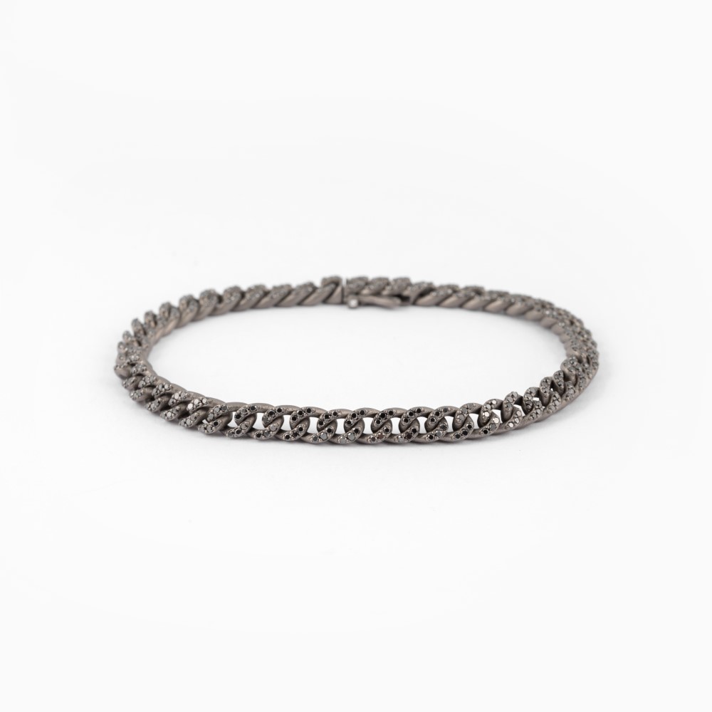 Bracciale Anteo titanio satin diamanti neri 