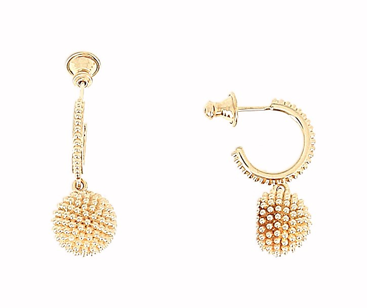 Ohrringe Kreolen Pesavento mit Pixel Boules vergoldet 