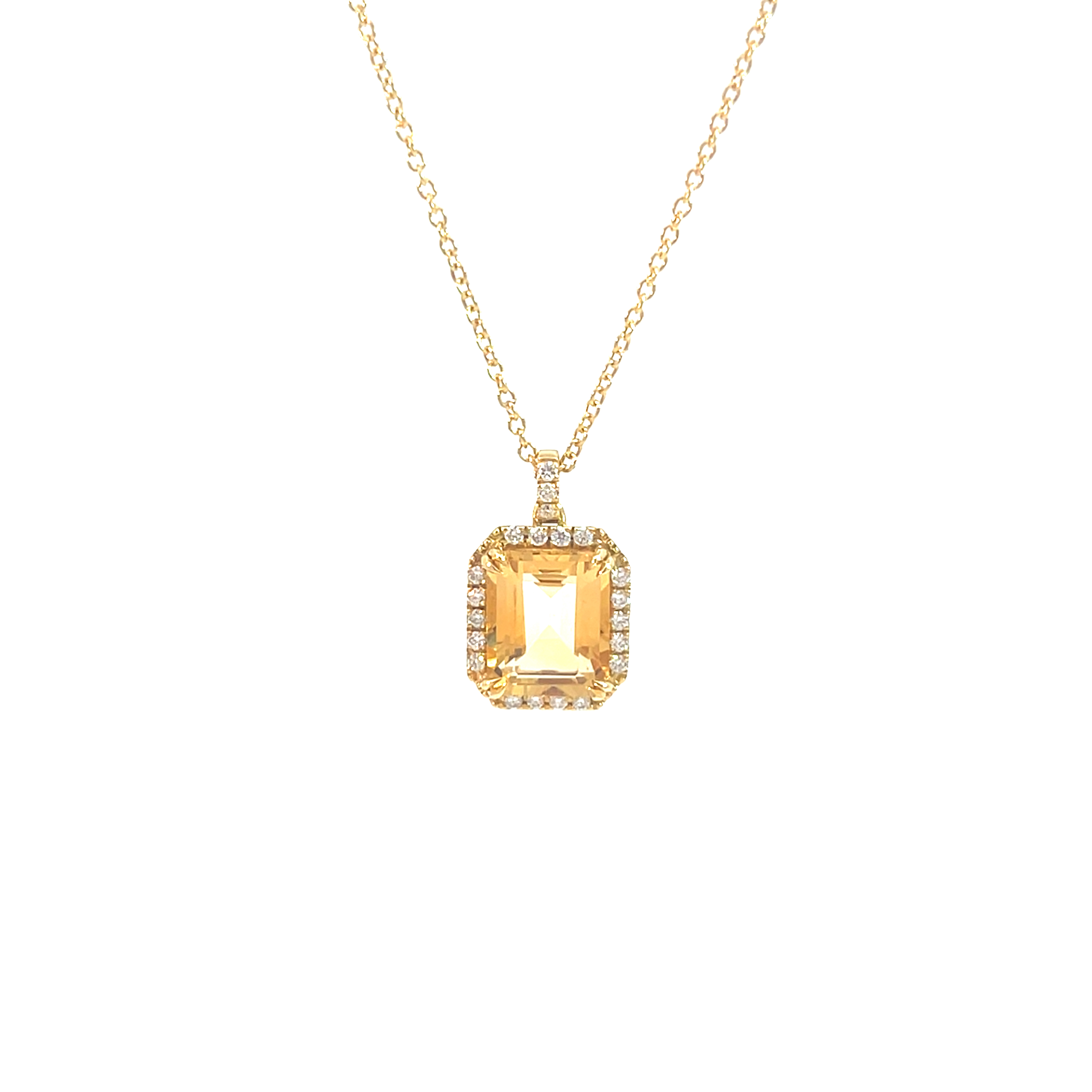 Collana in oro giallo e pendente con citrino e diamanti  Ticchi Gioielli  Collana in oro giallo e pendente con citrino e diamanti  Ticchi Gioielli