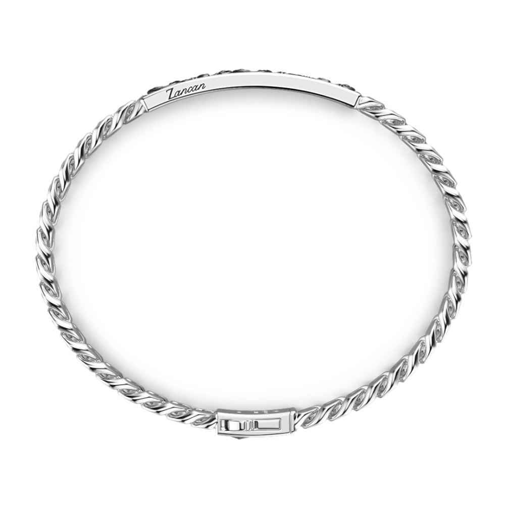 Armband Zancan in Silber Grumette mit schwarzen Steinen