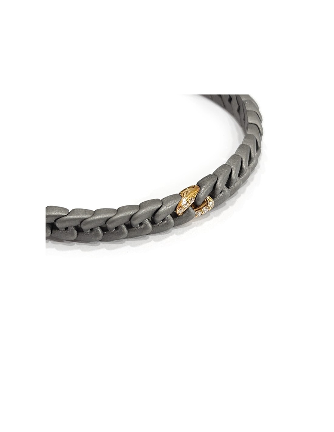 Bracciale Elastico Anteo Magnifica in Titanio e Oro con Diamanti