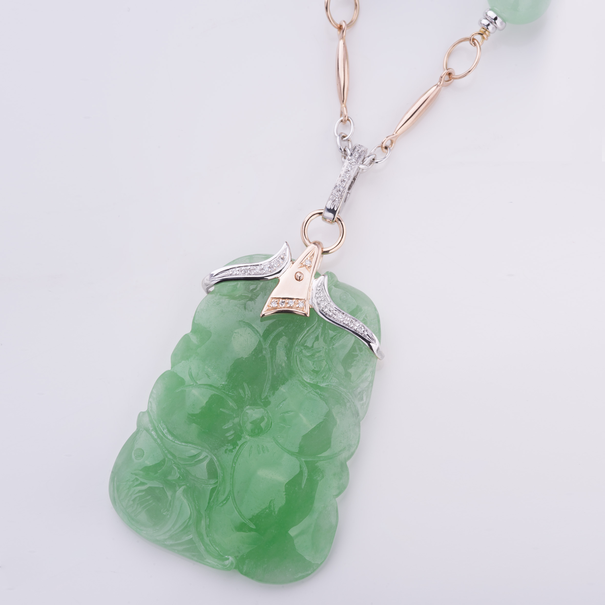 Ciondolo con giada verde e diamanti Silvia Kelly  