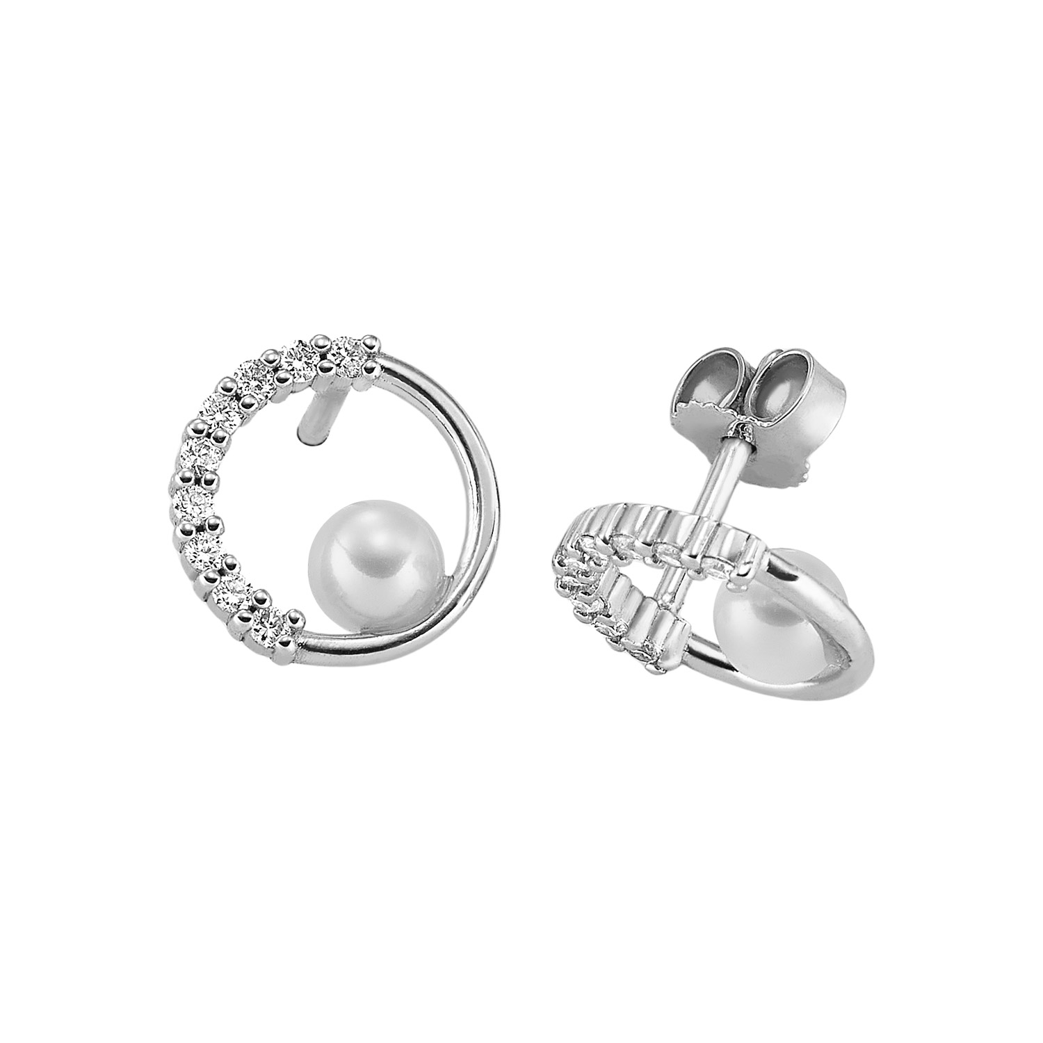 Ohrringe in Weissgold mit Akoya Perle 