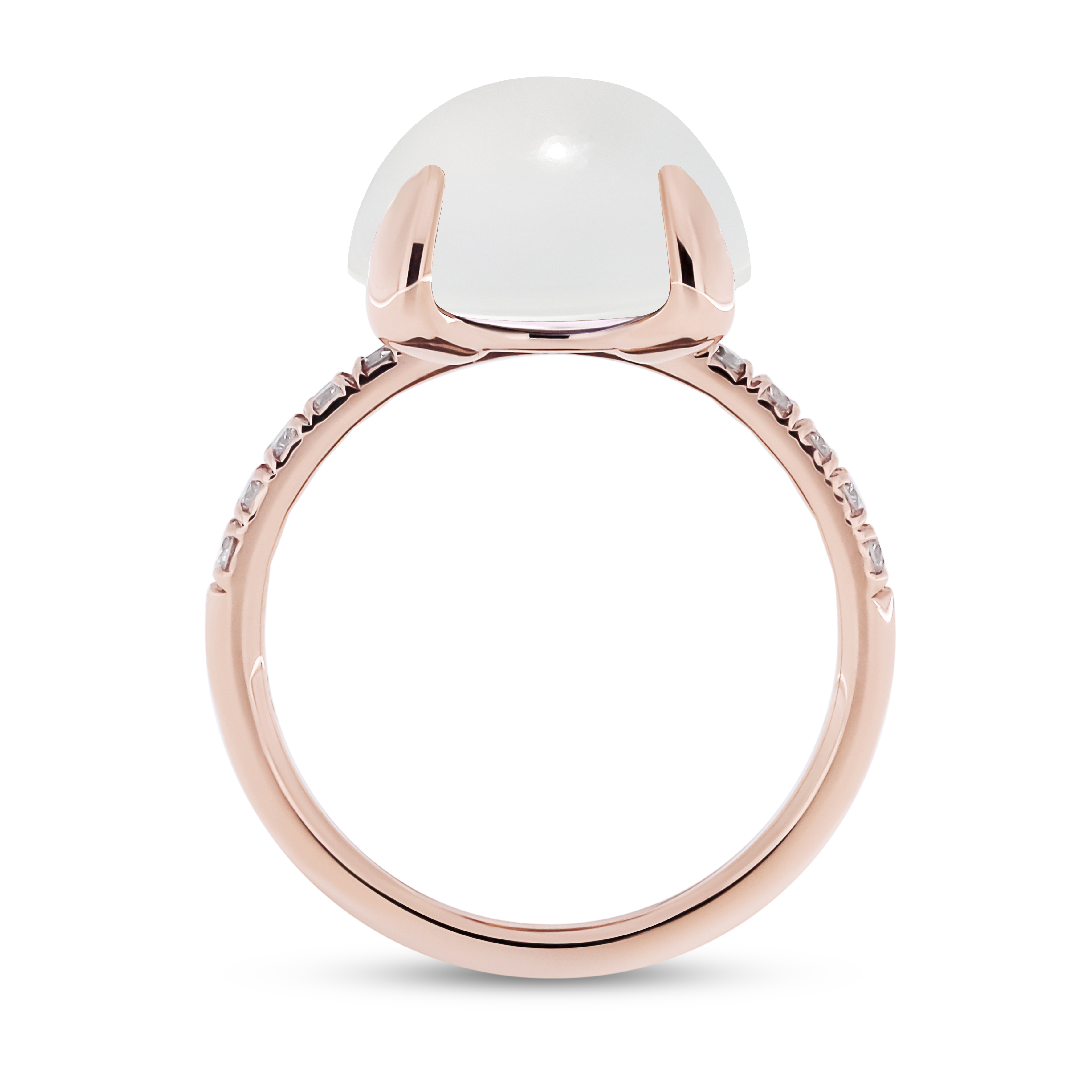 Anello Fiore Candy con pietra luna bianca e diamanti 