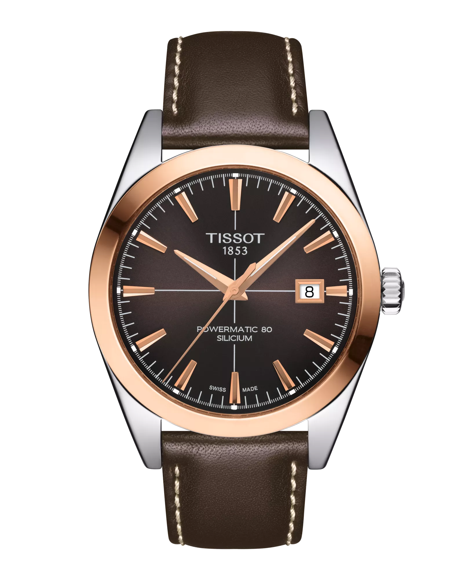 TISSOT GENTLEMAN POWERMATIC 80 SILICIUM  18K GOLD BEZEL