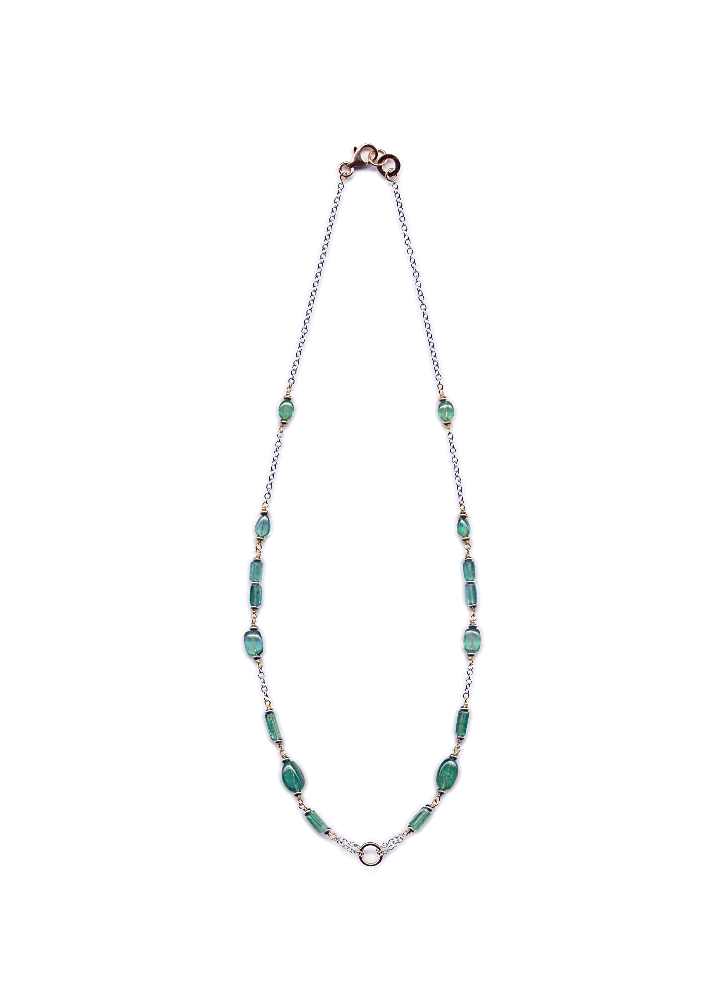 Kette mit Anhänger Rosa Saphir und Diamanten Silvia Kelly 