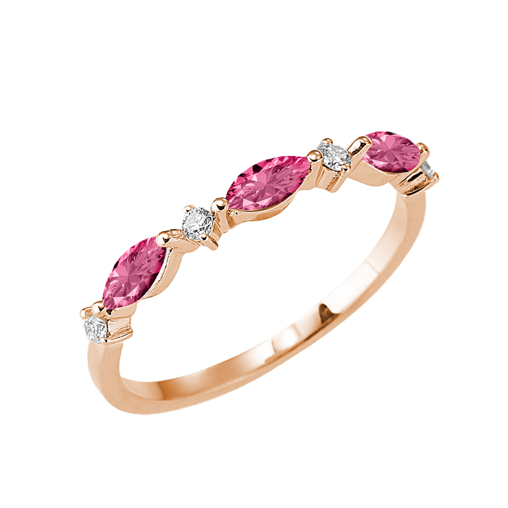 Anello in oro rosa, zaffiri rosa e diamanti Bertignoll 