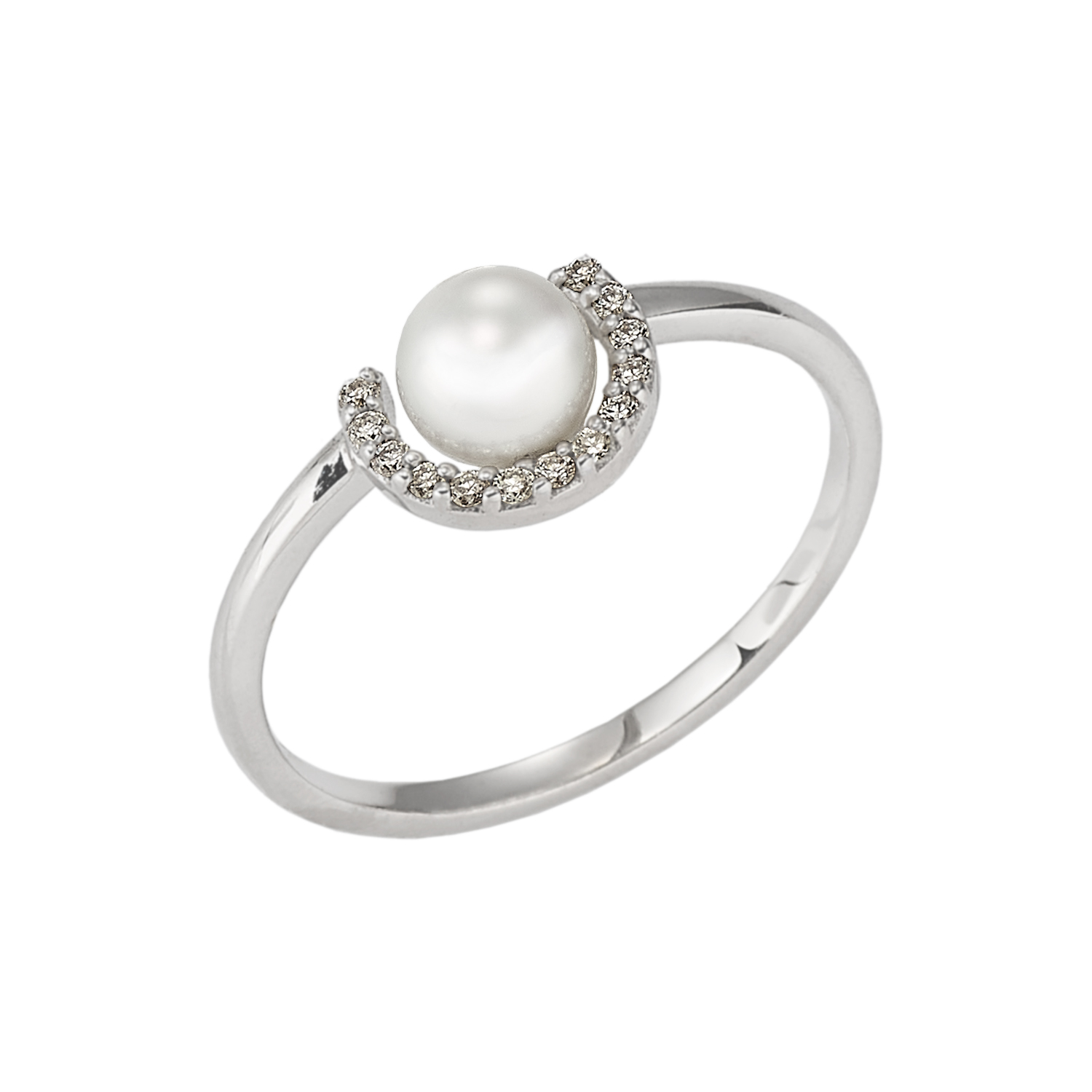 Anello oro bianco con perla Akoya