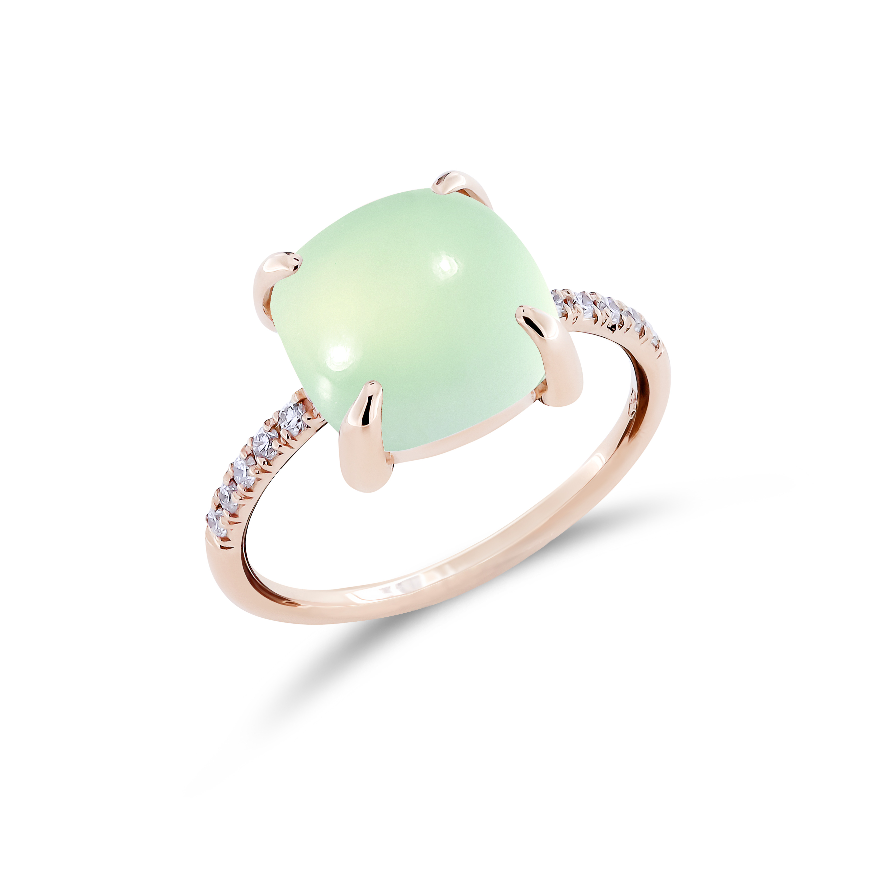 Anello Candy in oro rosé e prehnite di Fiore e diamanti 