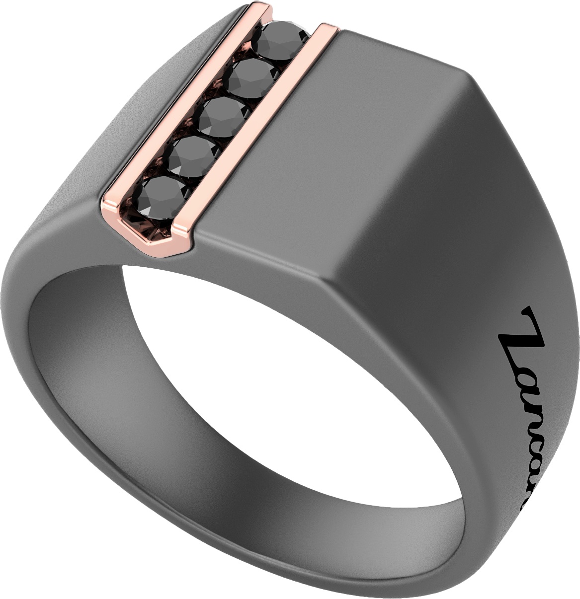 Ring Zancan in Gold mit schwarze Diamanten in Titanium 