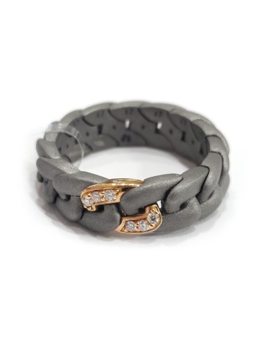 Anello elastico Magnifica in titanio e oro rosé Anteo Gioielli 