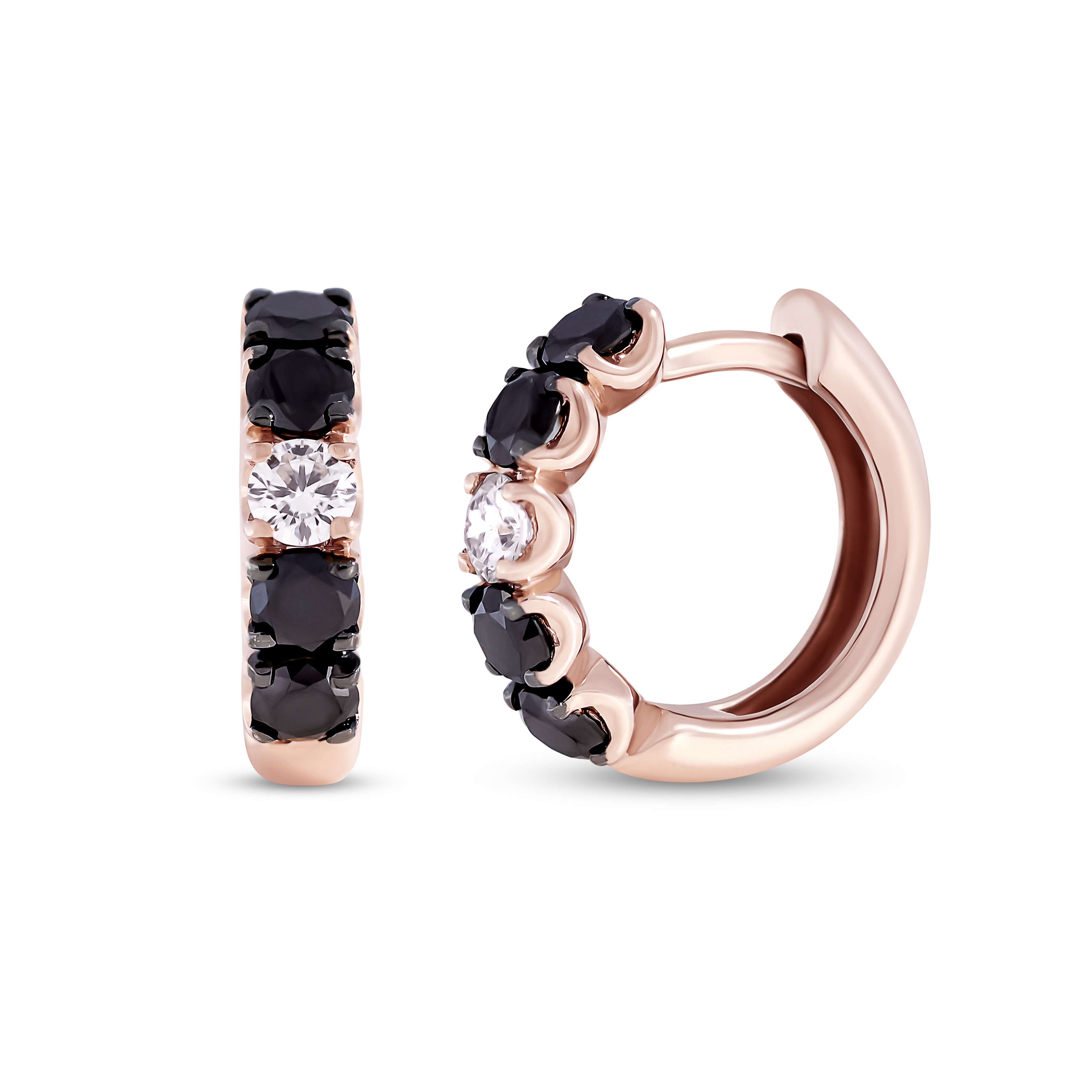 Ohrringe Fiore Archetti mit schwarze und weiße Diamanten 