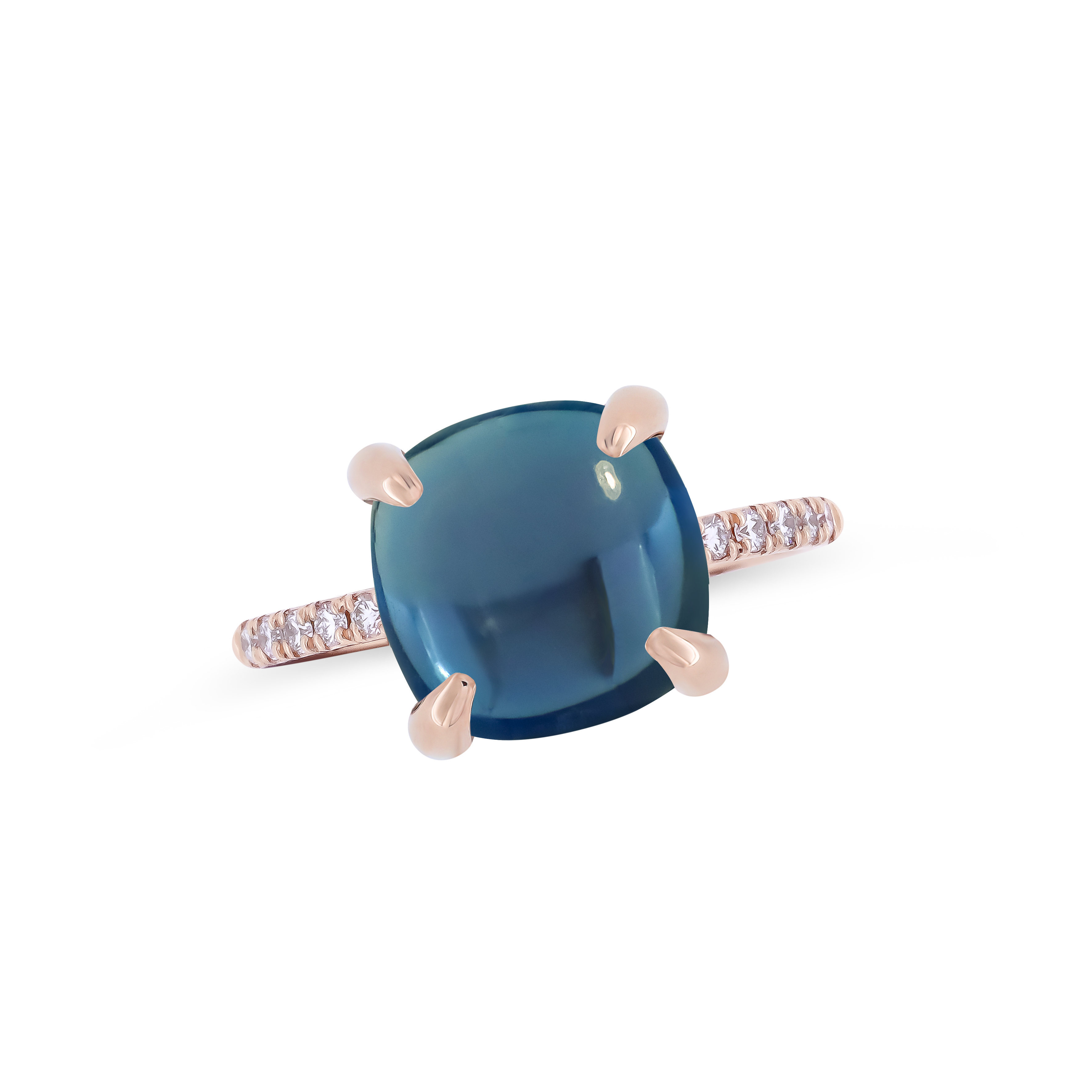 Ring Fiore Candy Topas London blau und Diamanten 