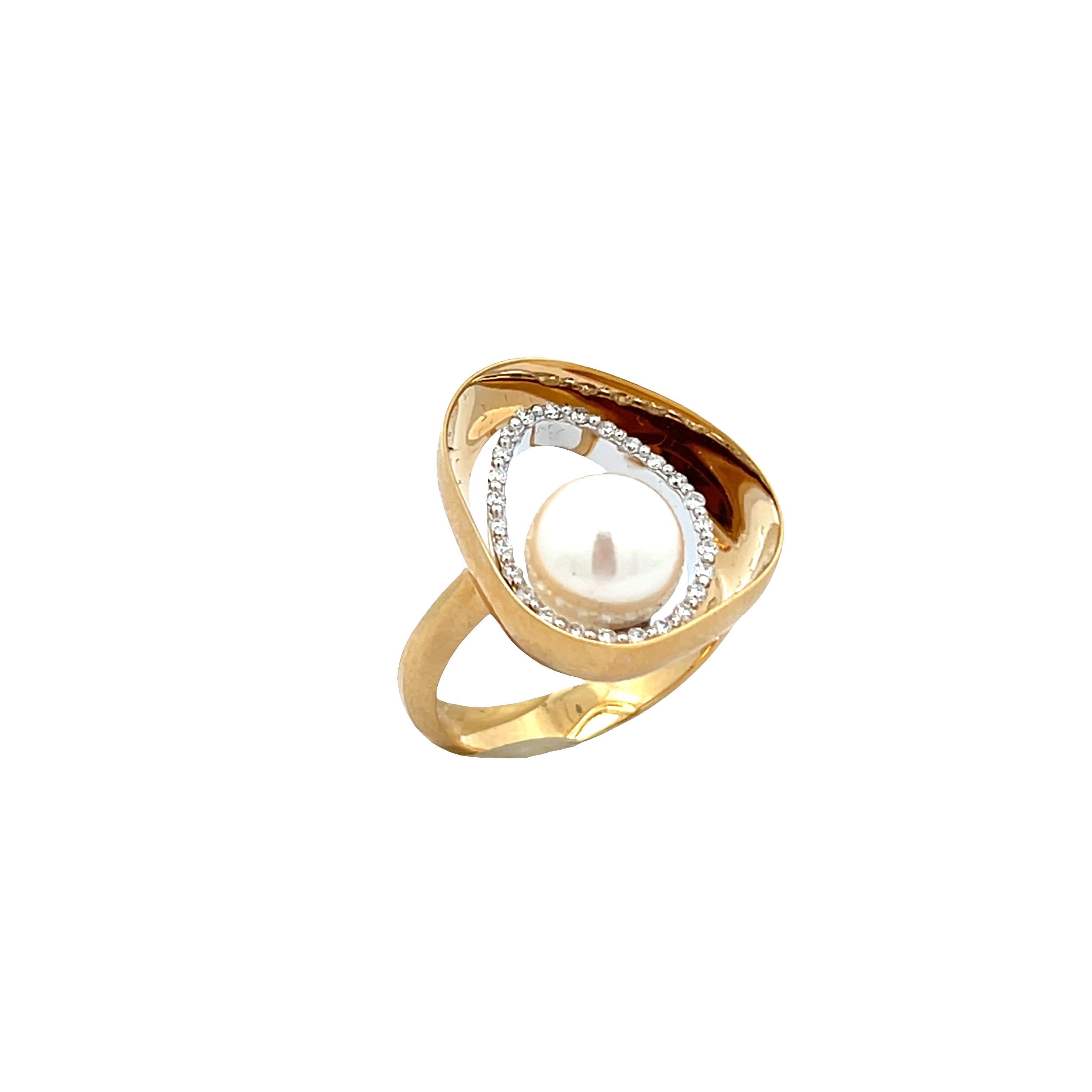 Anello oro giallo con perla Akoya e diamanti 