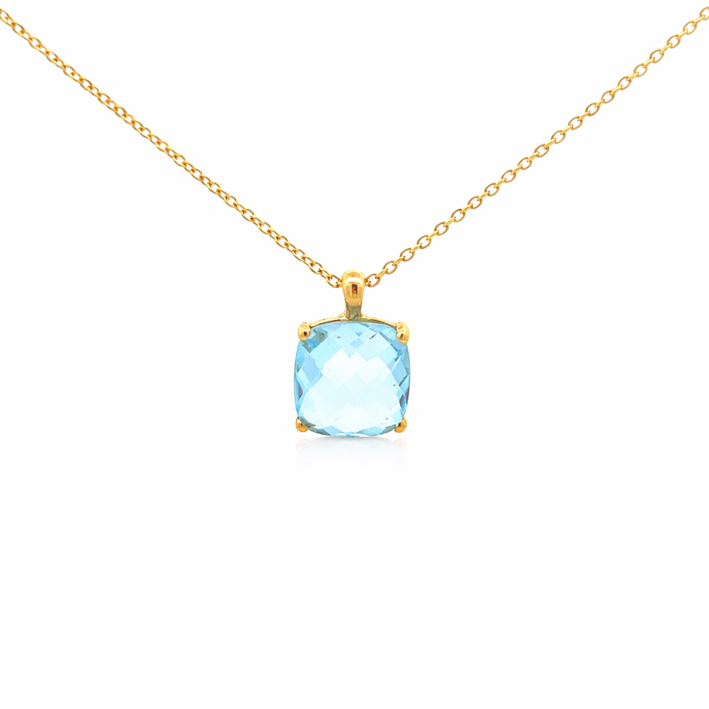 Collana in oro giallo e pendente con topazio azzurro Ticchi Gioielli 